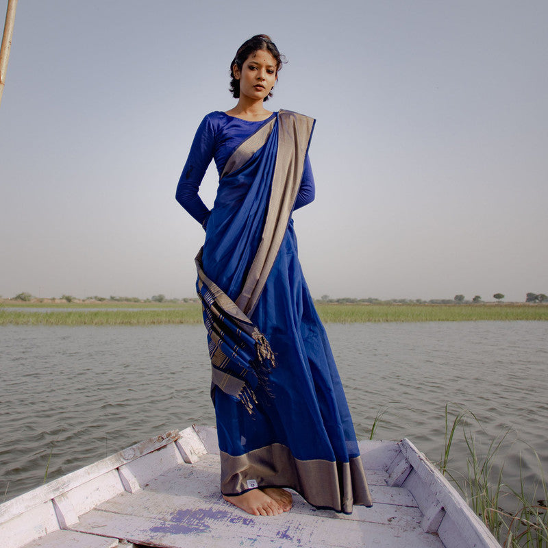 Maheshwari Silk Cotton Saree | Blue、mySite、camillekostekn