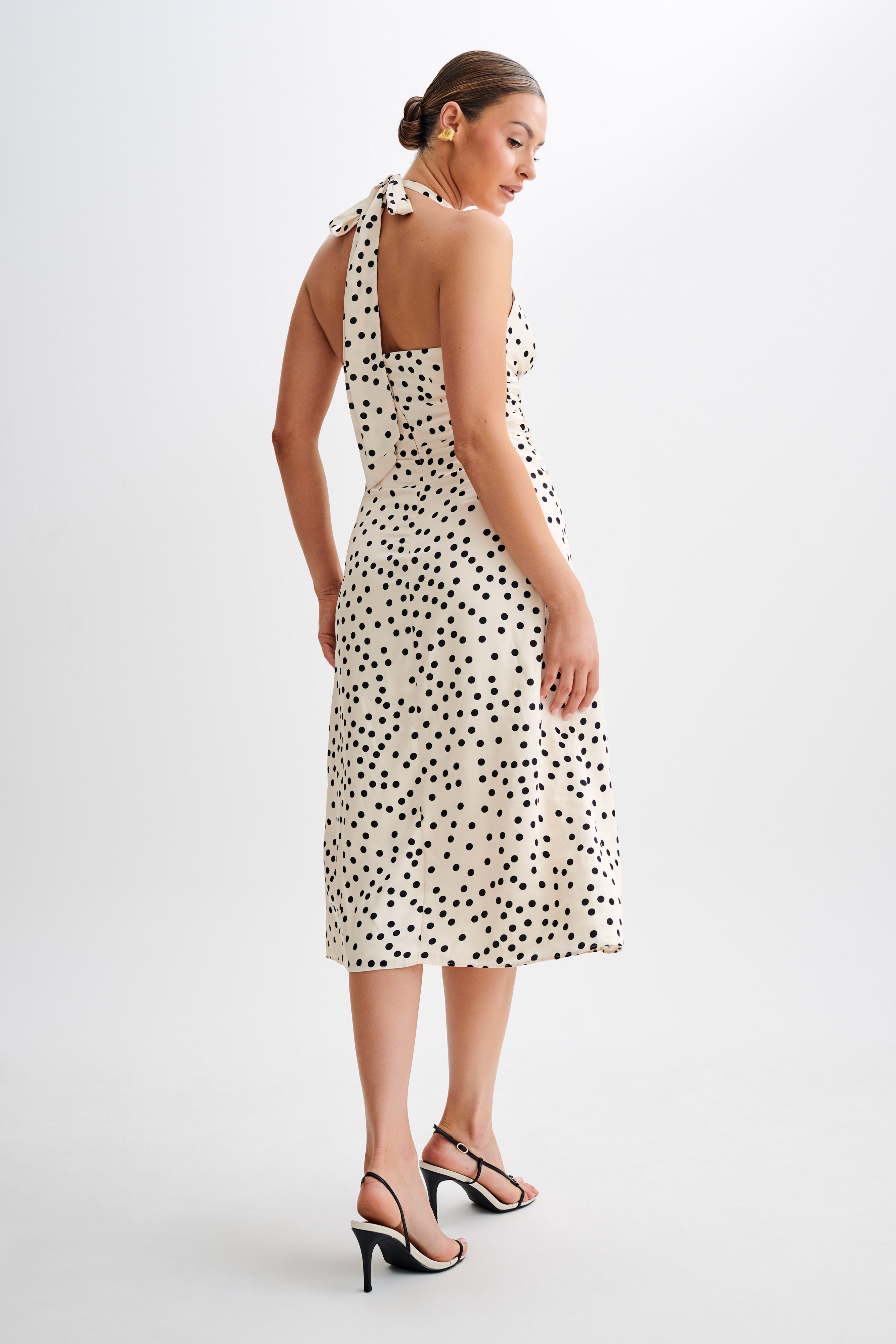 Marguerite Satin Halter Midi Dress - Polkadot、mySite、solidvoid