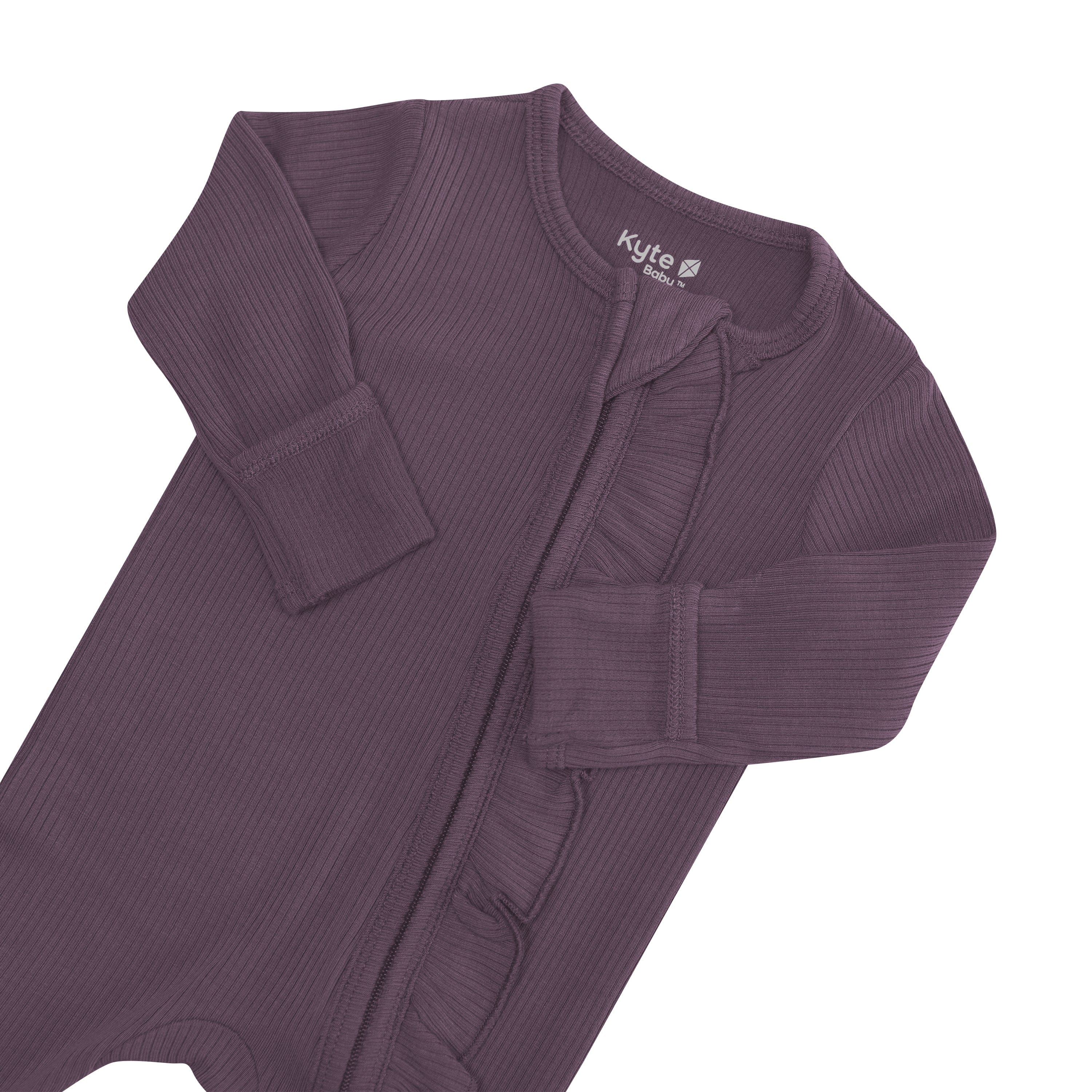  Ribbed Ruffle Zipper Footie in Currant、mySite、layawaytickets