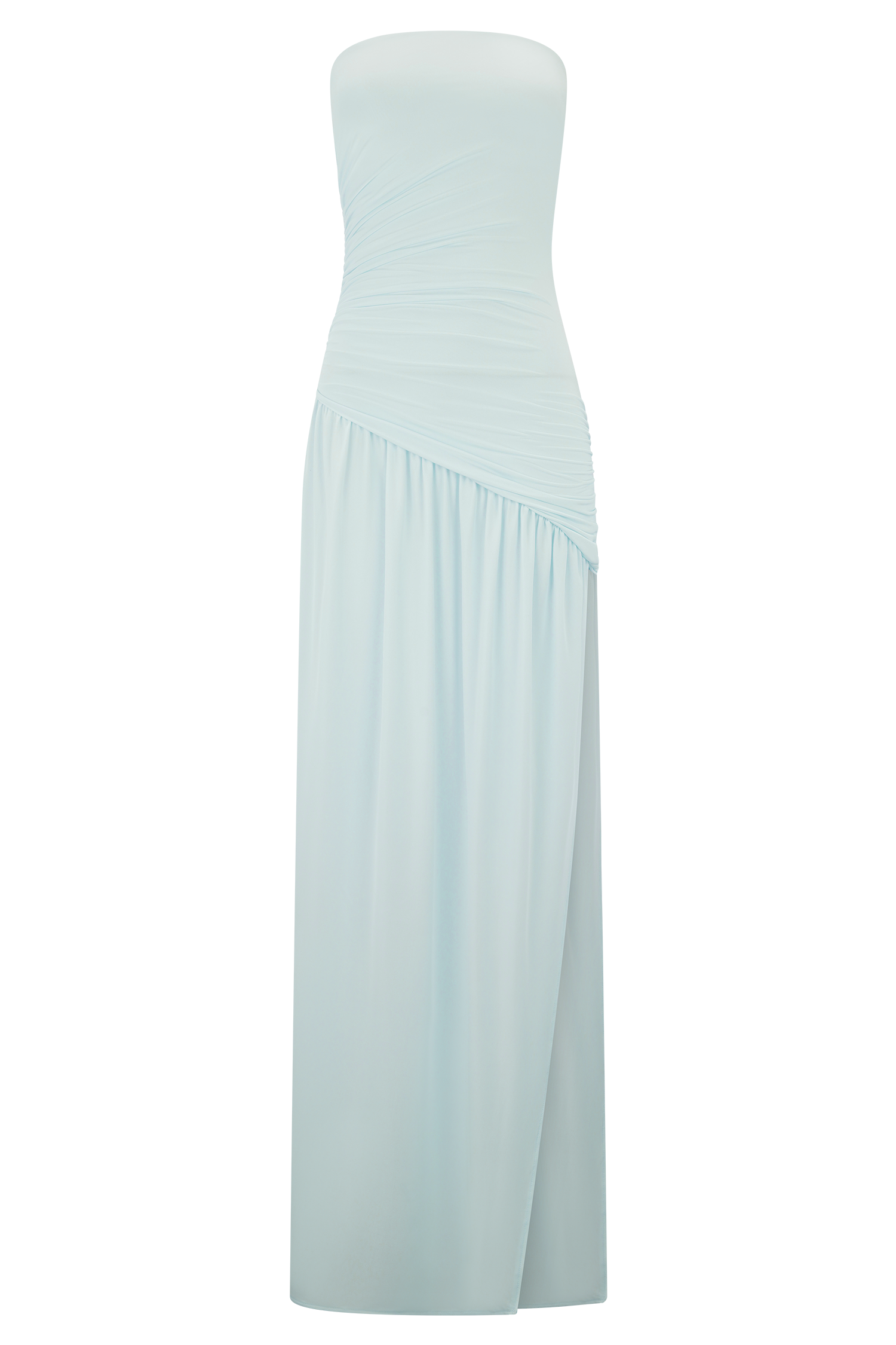 Bex Strapless Slinky Maxi Dress With Split - Pale Blue、mySite、solidvoid