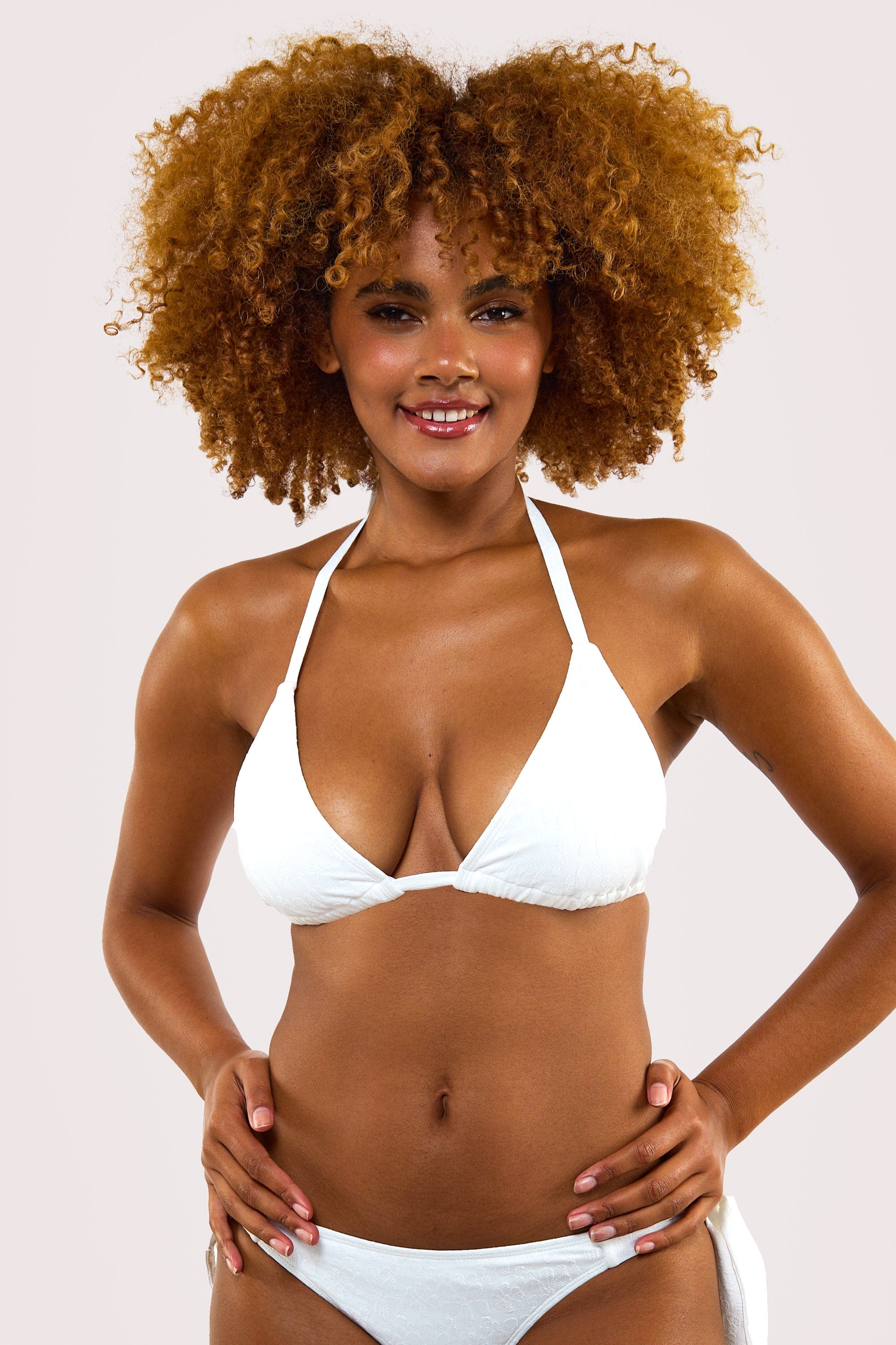 Zoe Fuller Bust Mix & Match White Floral Texture Triangle Bikini Top、mySite、bengalsvssteelers