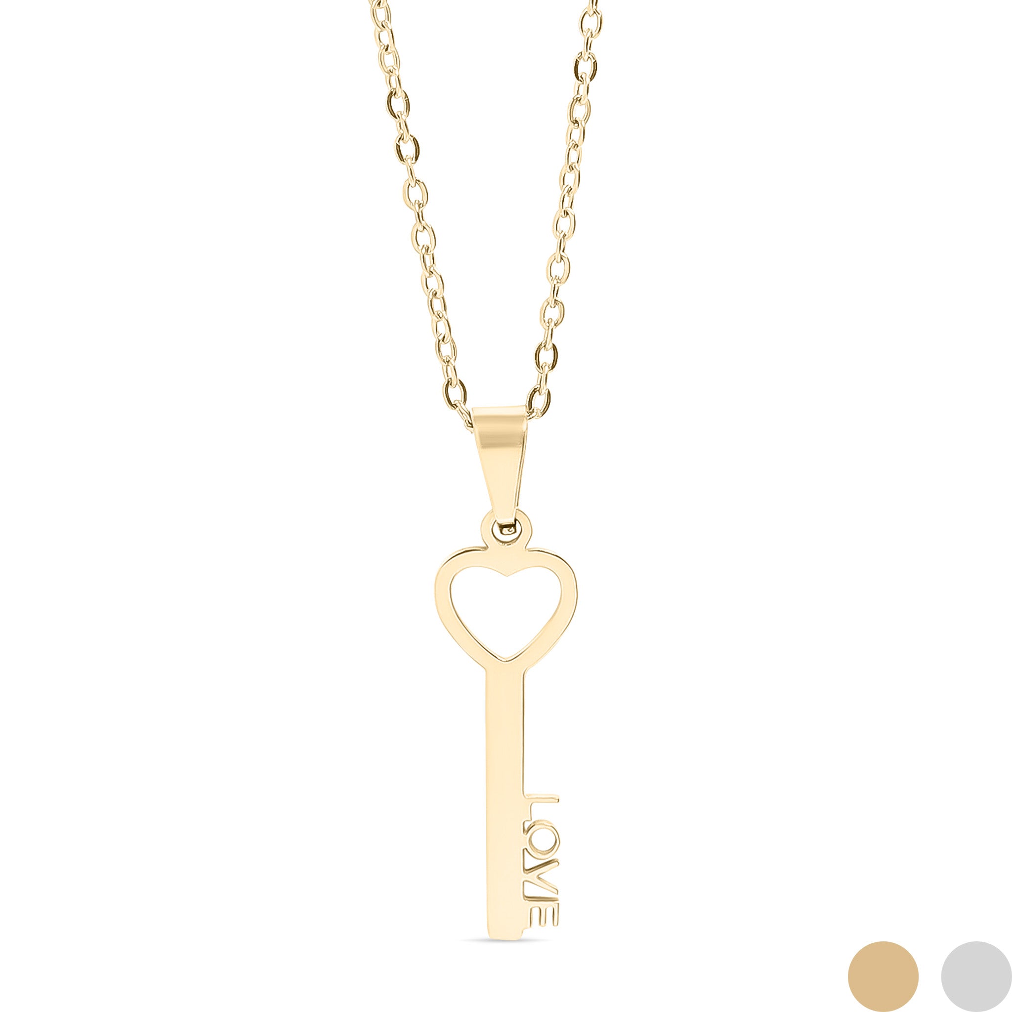 18K Gold PVD Stainless Steel Love Key Pendant Necklace / CHN0070、mySite、dreamappss
