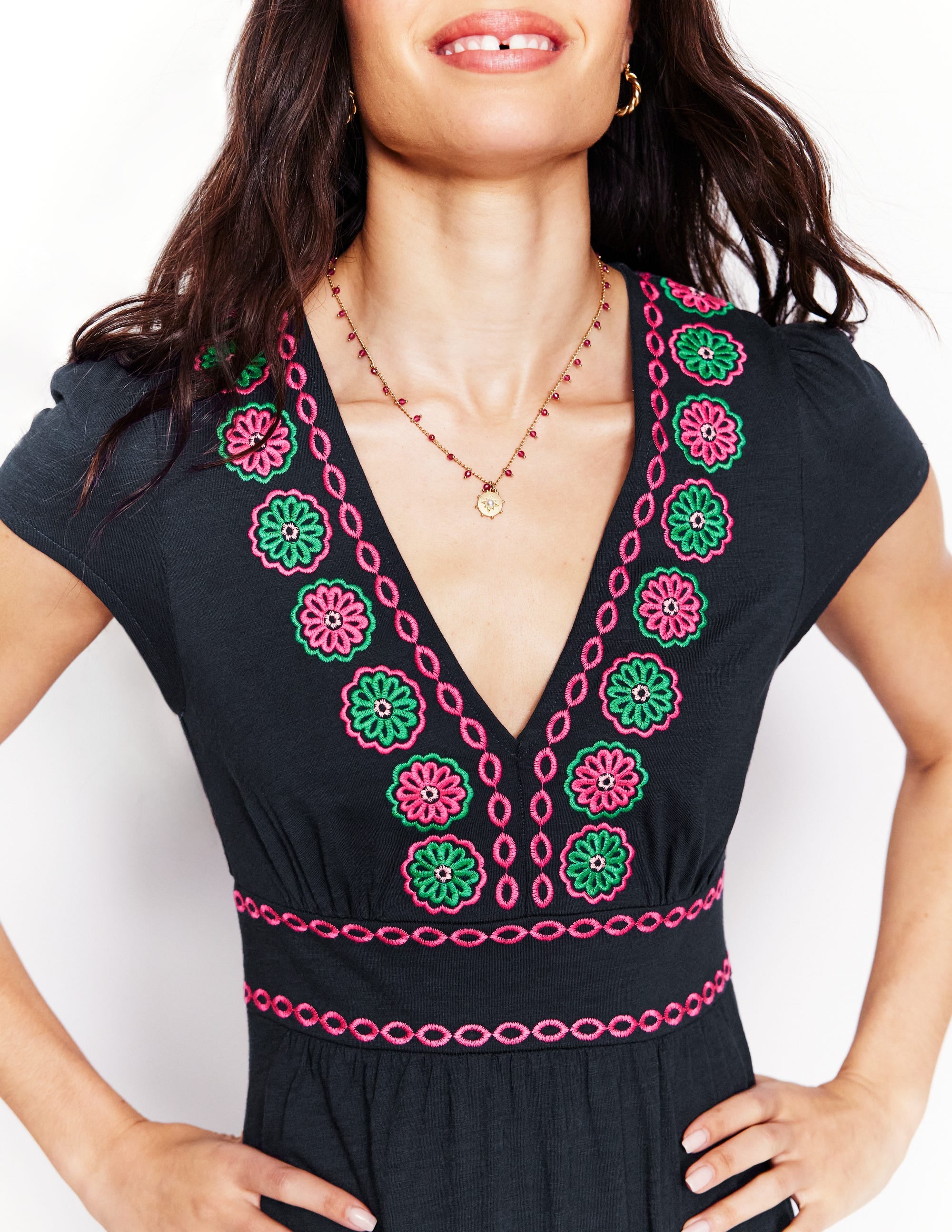  Eloise Embroidered Midi Dress-Navy、mySite、ashleygrahame