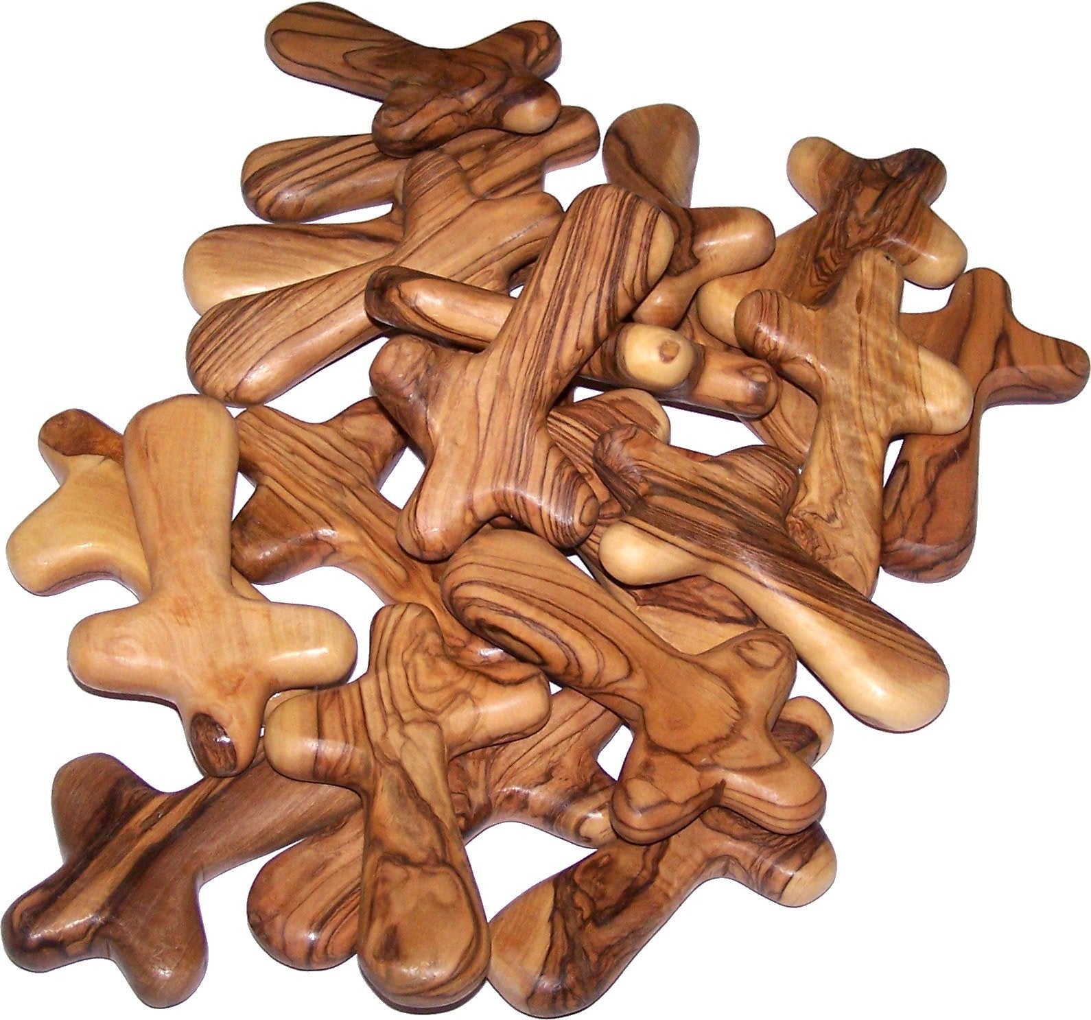  25 Olive Wood Caring/Holding Crosses with Gift Bags、mySite、elrpsem3k