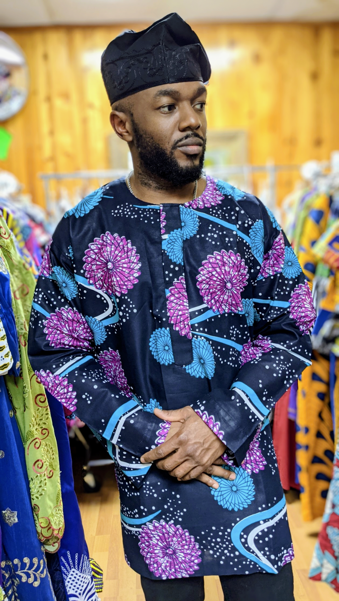 Oluyemi African Print Ankara Dashiki Top-DP5006TO、mySite、solidvoid