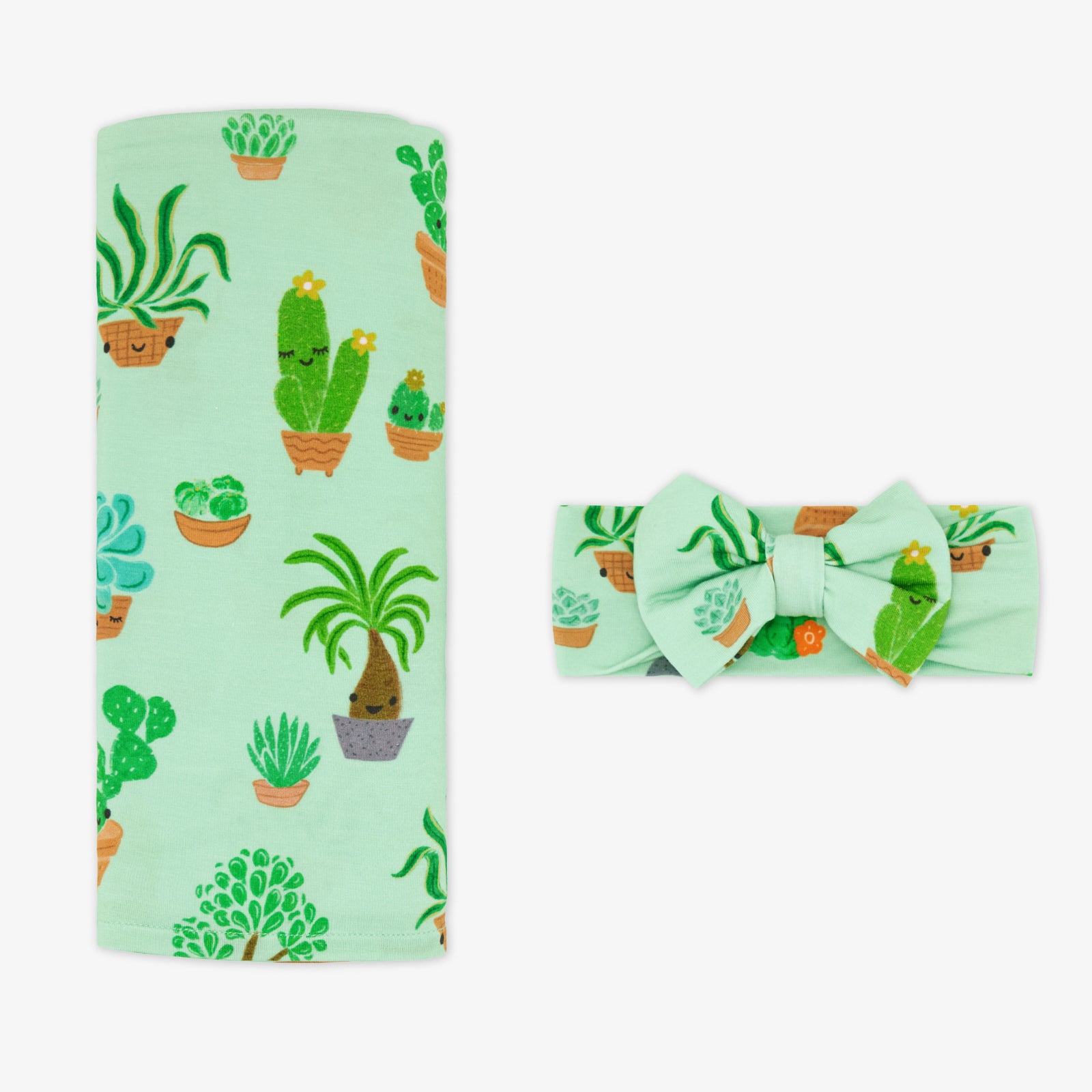Succulent Love Swaddle & Luxe Bow Headband Set、mySite、g9winljtr