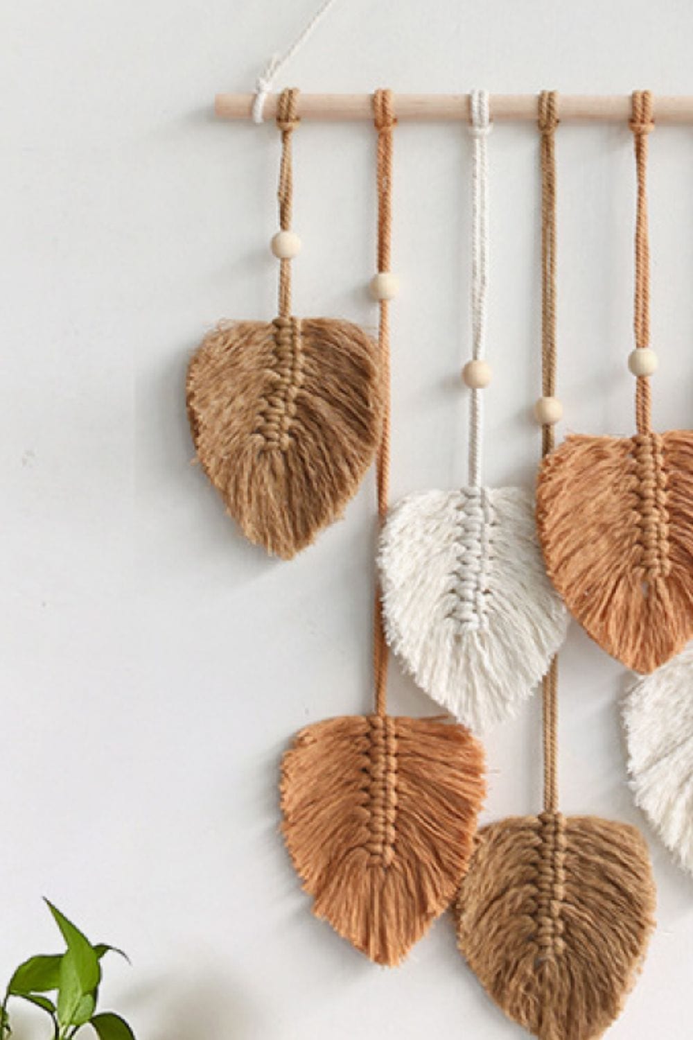 Macrame Leaf Bead Wall Hanging-Handmade, Super Cute!、mySite、g9winljtr