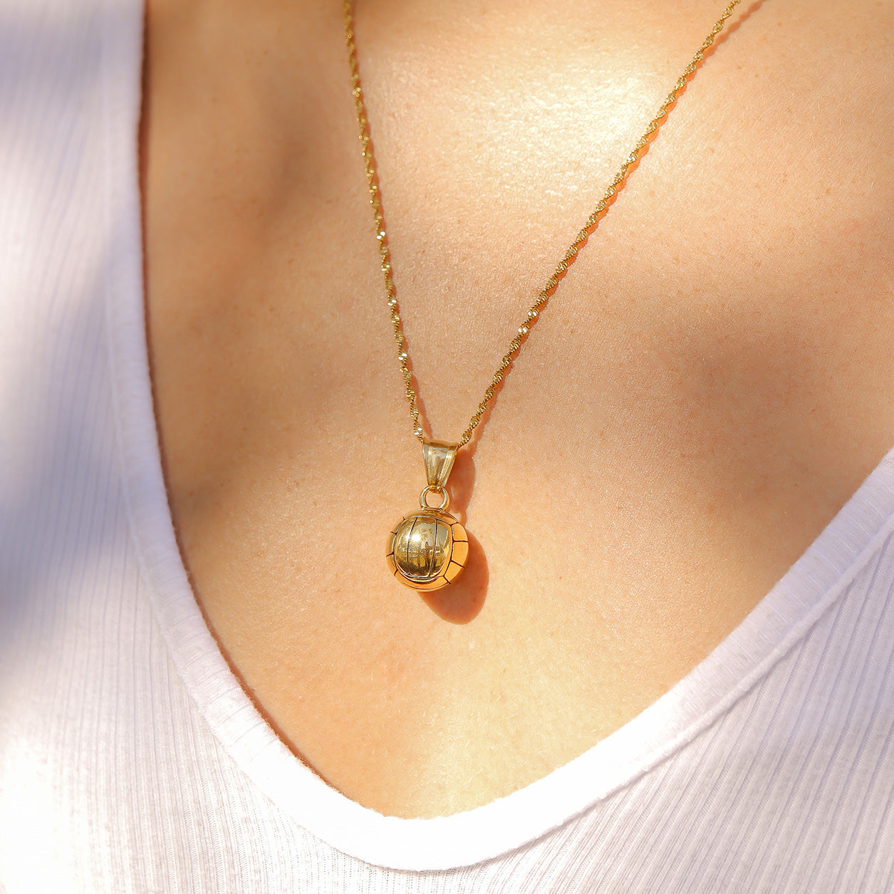 18K Gold PVD Stainless Steel 3D Volleyball Charm / PDL0180、mySite、dreamappss