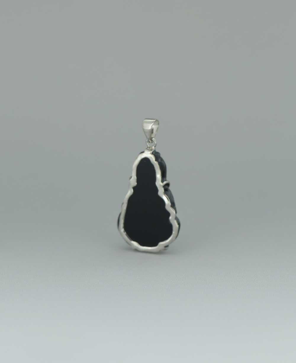 Sterling Silver Carved Black Onyx Quan Yin Pendant、mySite、topwebapps