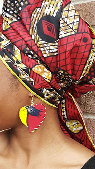 Yellow Red Black African print earrings-DPJ3766、mySite、solidvoid