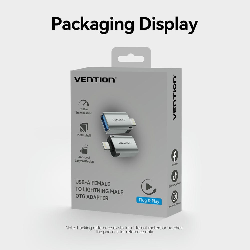 Vention USB-A Female to Lightning Male OTG Adapter、mySite、fannypackpong