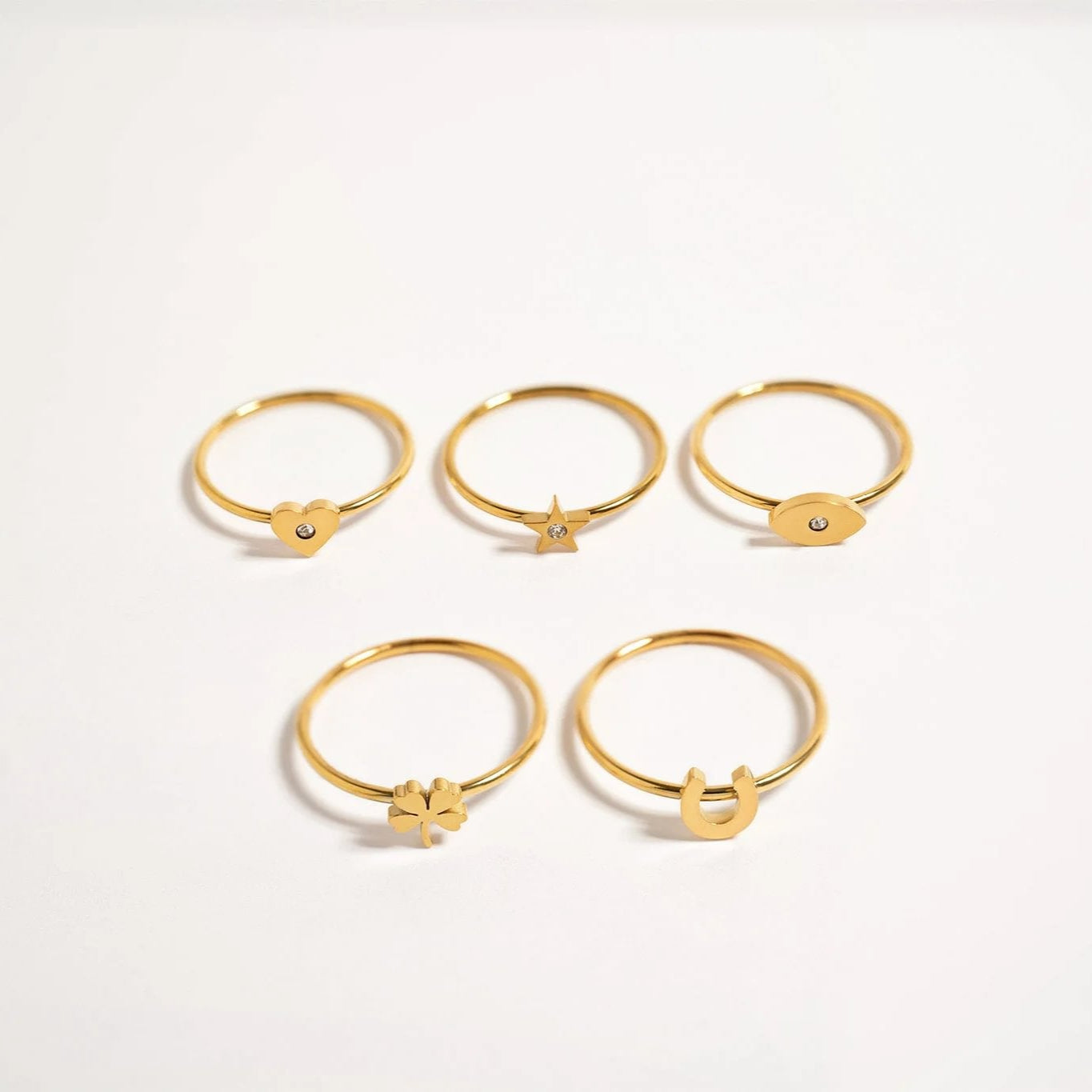 18K Gold PVD Stainless Steel CZ Stone Star Symbol Ring / ZRJ0003、mySite、dreamappss