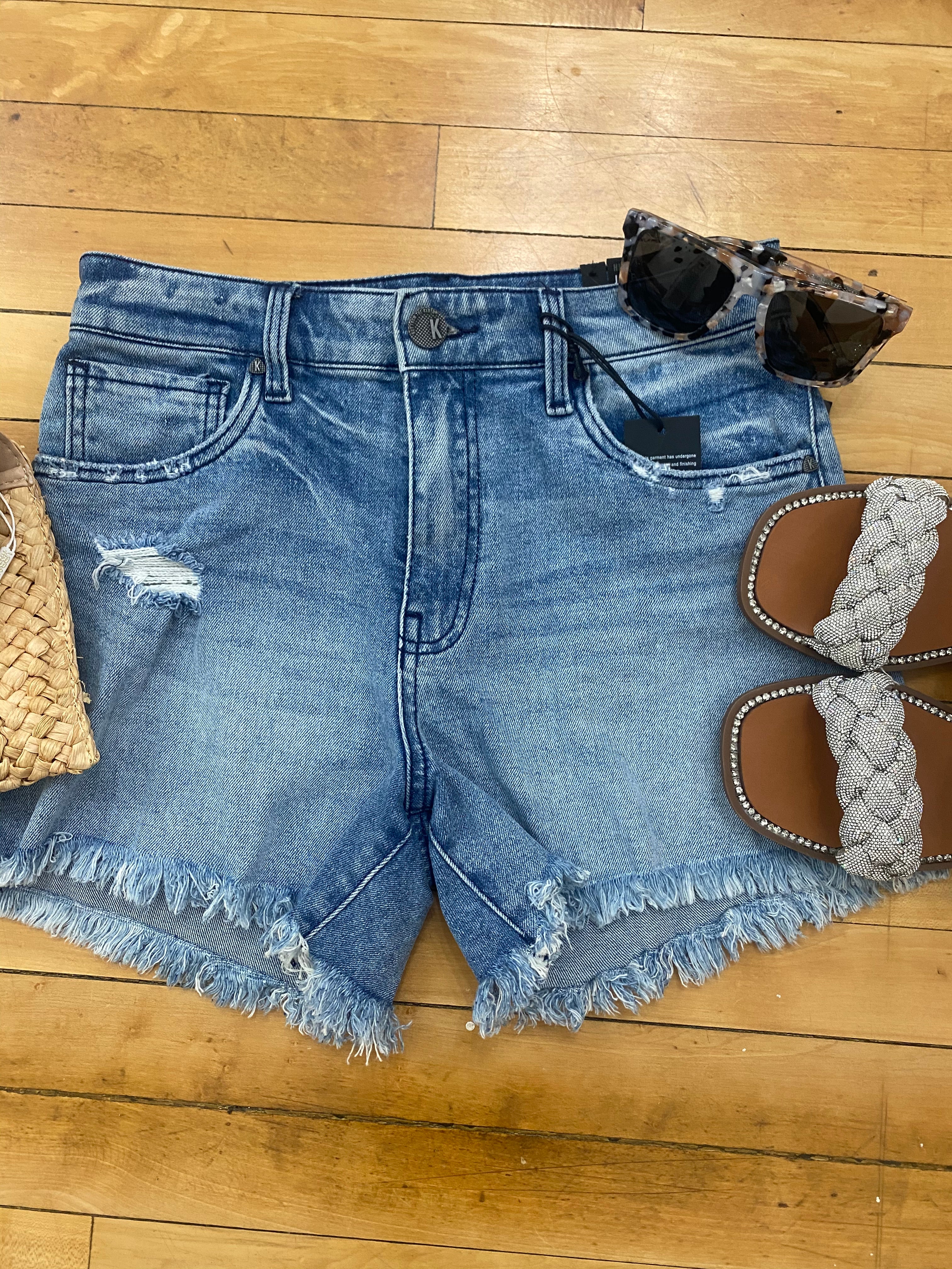 Kut From The Kloth 4” Jane High Rise Long Interlace Wash Denim Shorts、mySite、garagedoors4me