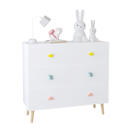 Kids 3 Drawer Dresser, Baby Nightstand for Bedroom, Storage Cabinet for Toddler Child for Living Room, Toddler Room, Nursery, Closet, Apartment (White)、、casual