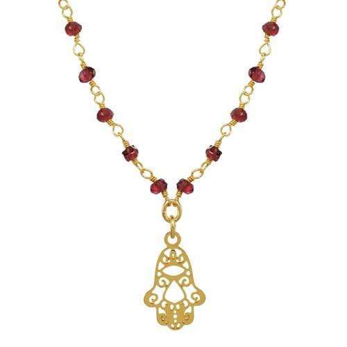 Michal Golan Garnet Filigree Hamsa Necklace、mySite、topwebapps