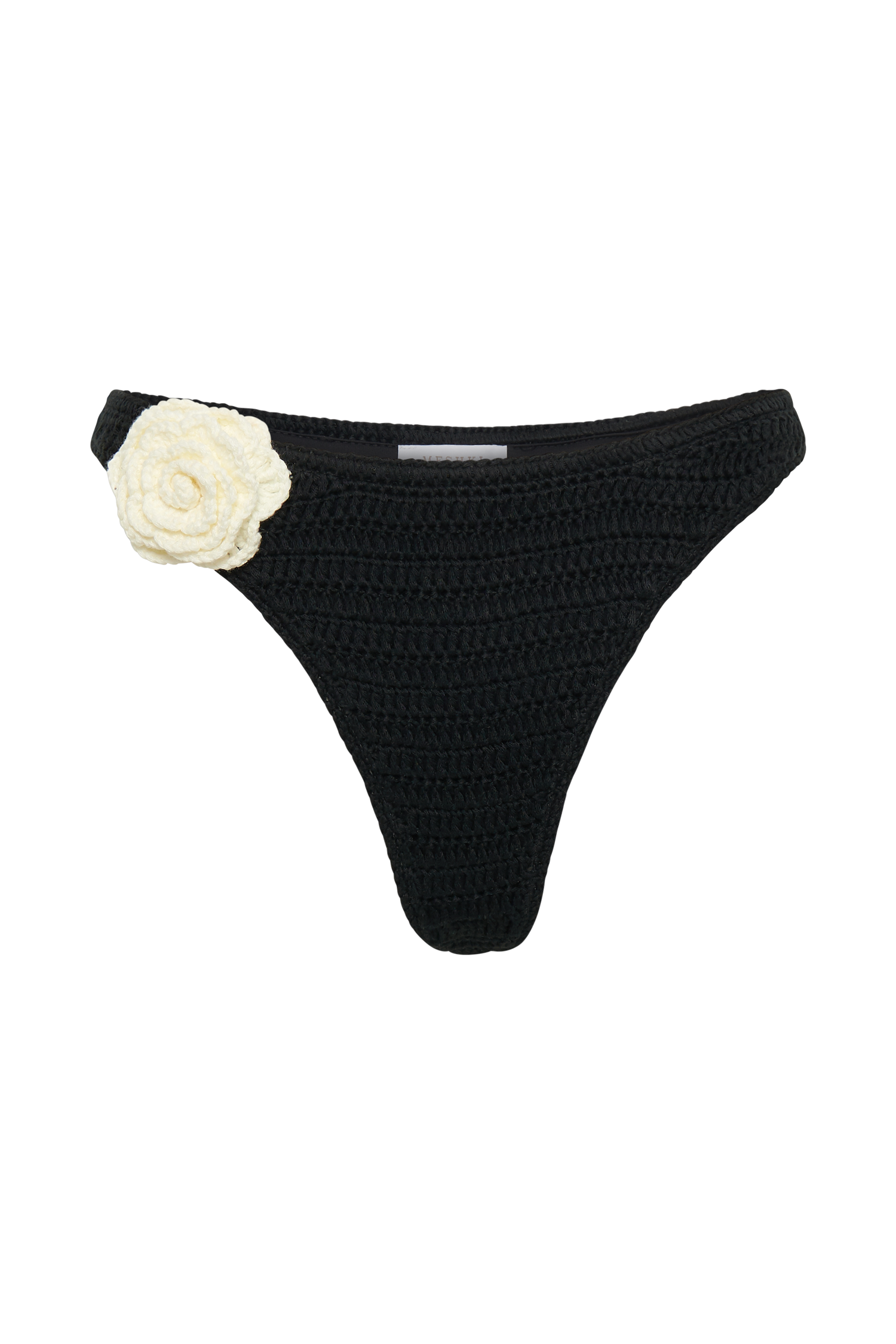 Valencia Rose Contrast Crochet Bikini Bottom - Black、mySite、solidvoid
