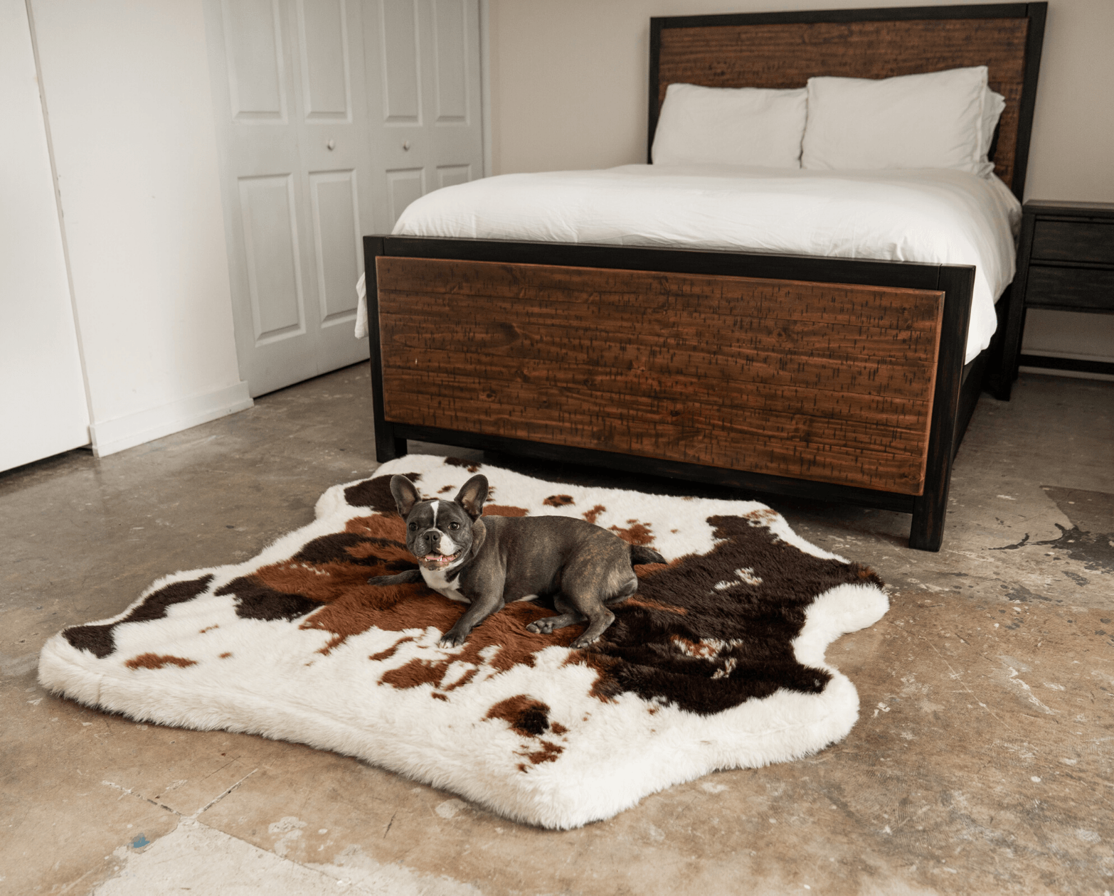 PupRug™ Animal Print Memory Foam Dog Bed - Brown Faux Cowhide、mySite、solidvoid