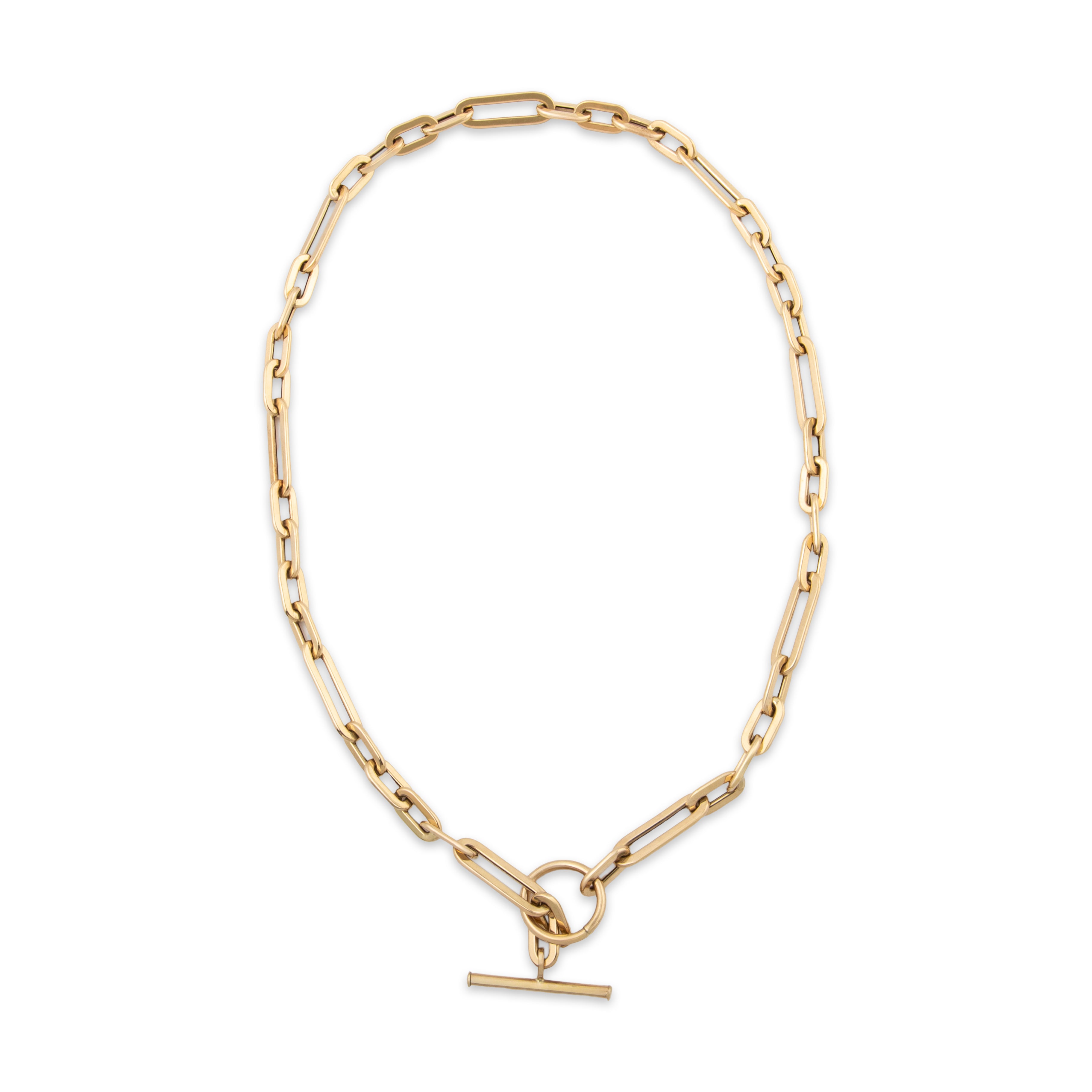 Vintage Italian 14k Yellow Gold Toggle Mixed Paperclip Link Necklace 18、mySite、hinf8tx79