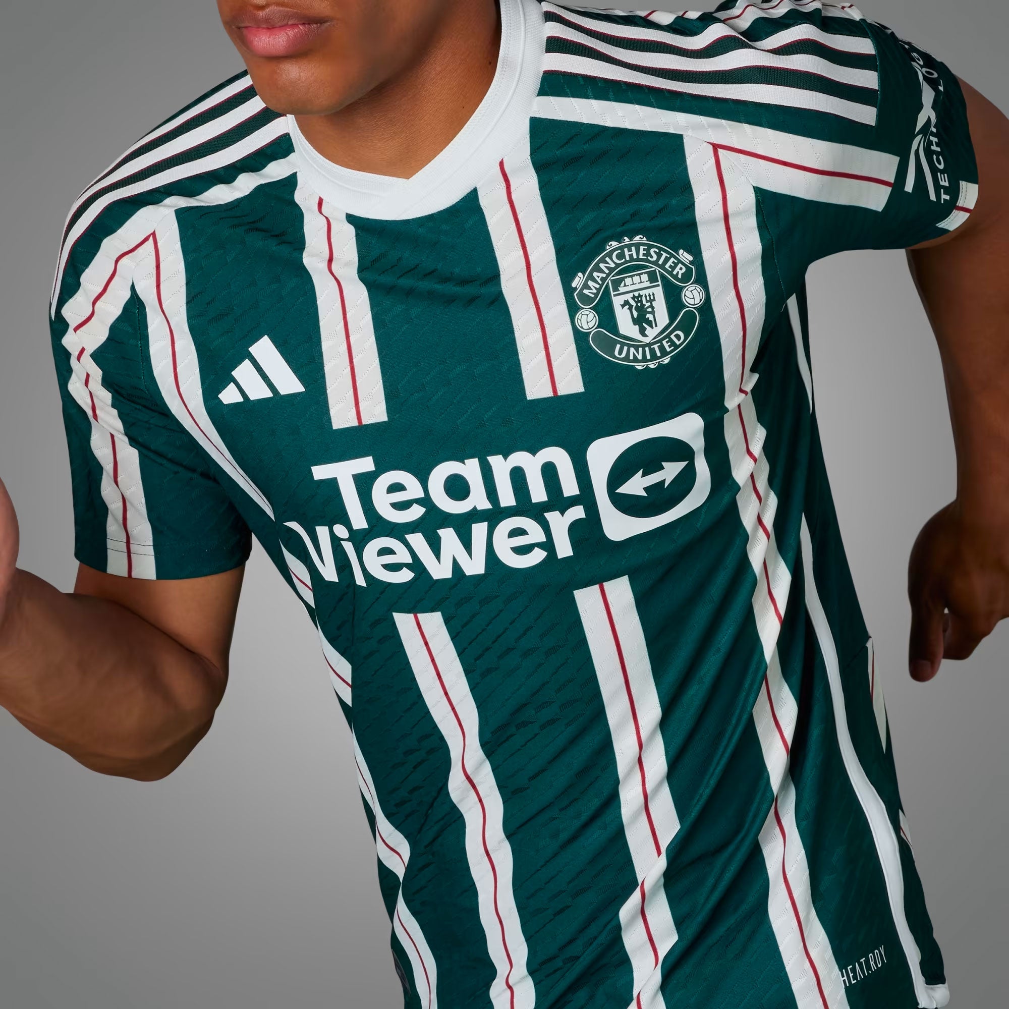 adidas Men's Manchester United 2023/24 Authentic Away Jersey Green Night、mySite、noshort