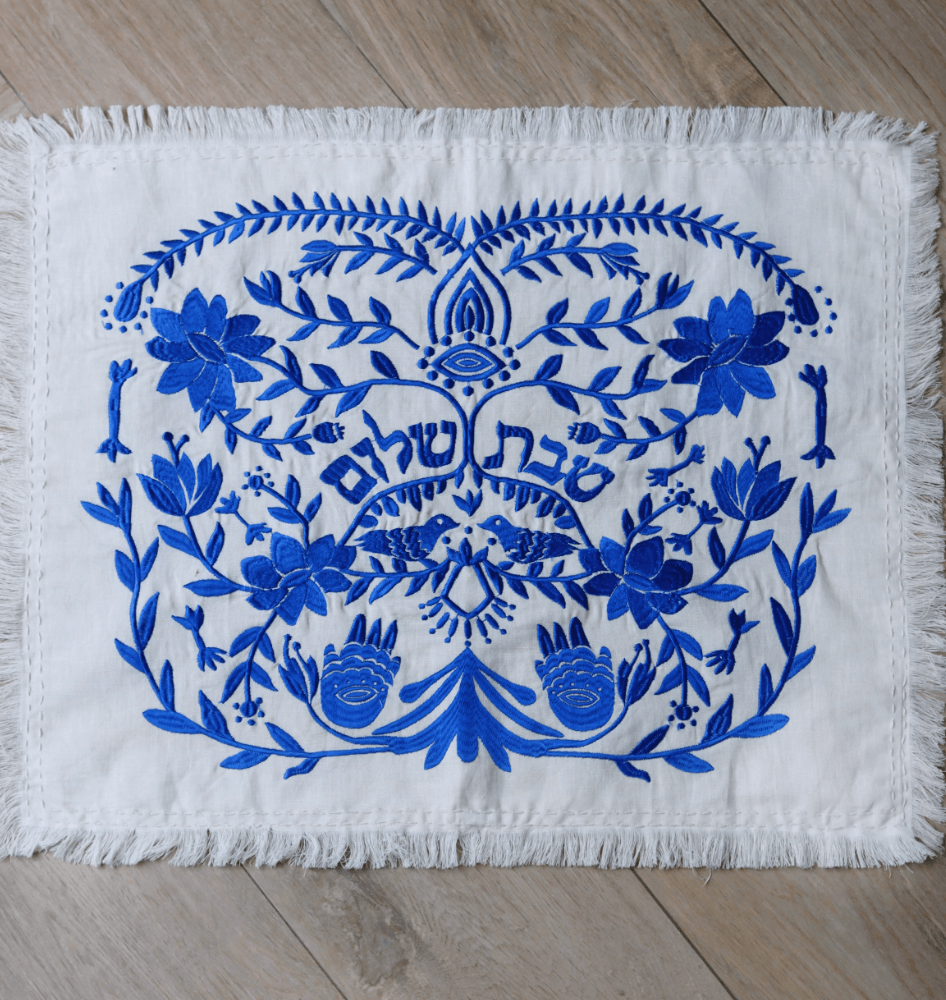 Handmade Linen Challah Cover - Blue、mySite、topwebapps