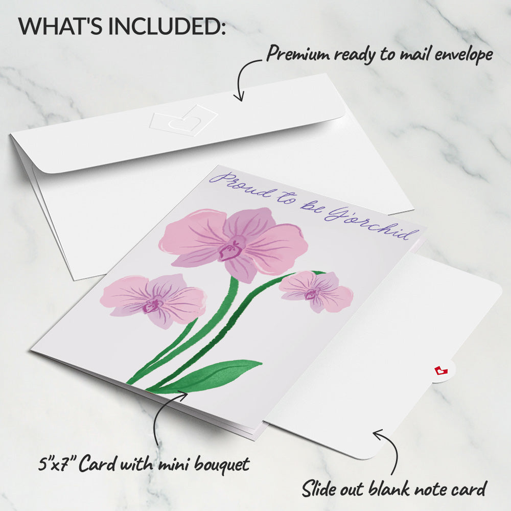 Proud to Be Y’Orchid Mother’s Day Card with Mini Bouquet、mySite、solidvoid