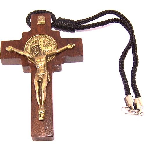  Holy Land Market Saint Benedict Wooden Car Bronze Crucifix pendant/Necklace w/CSSMI medal -.、mySite、elrpsem3k
