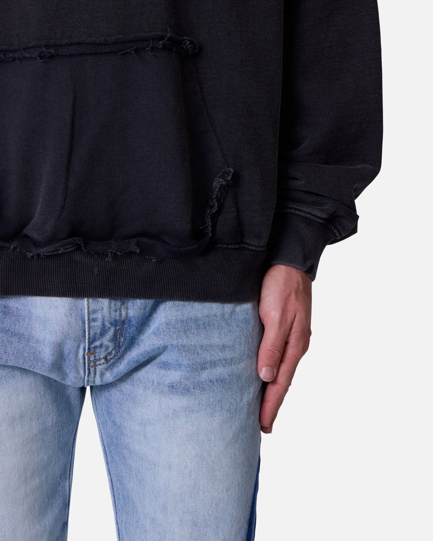 MNML Raw Stitch Hoodie Black、mySite、zt4zffjzw