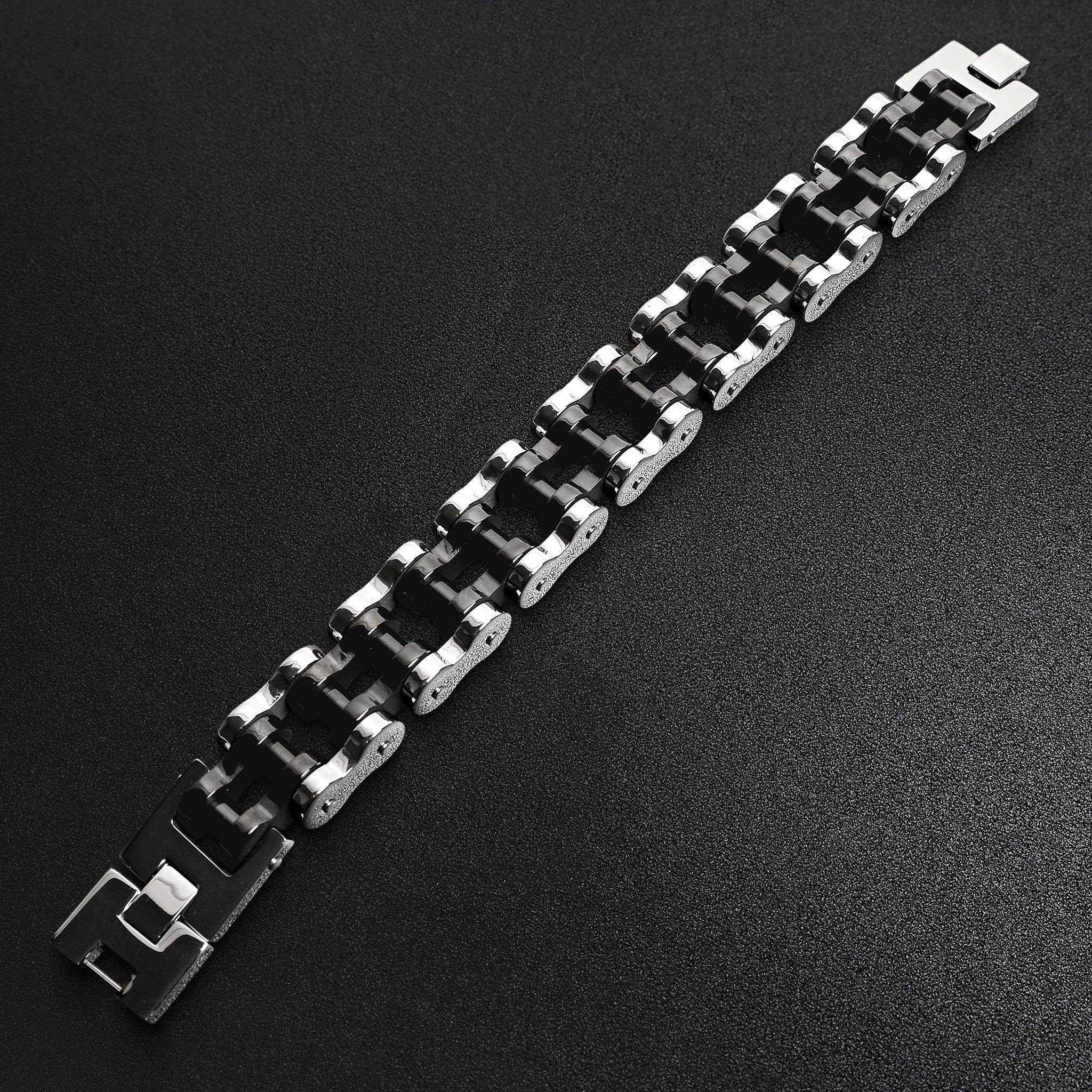 Stainless Steel and Black Bike Chain Bracelet / WCB1015、mySite、dreamappss