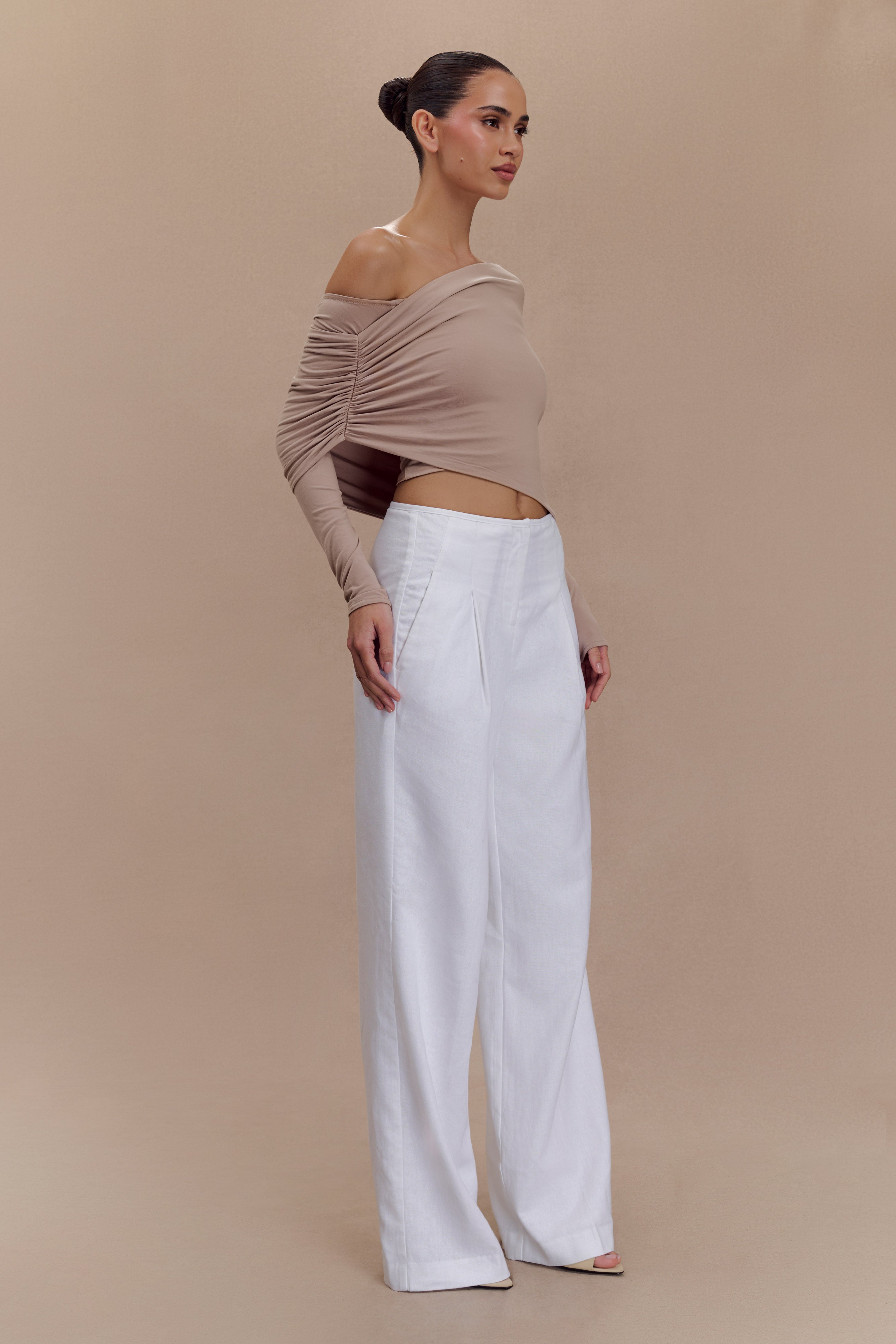 Corinna Modal One Shoulder Top - Mushroom、mySite、solidvoid