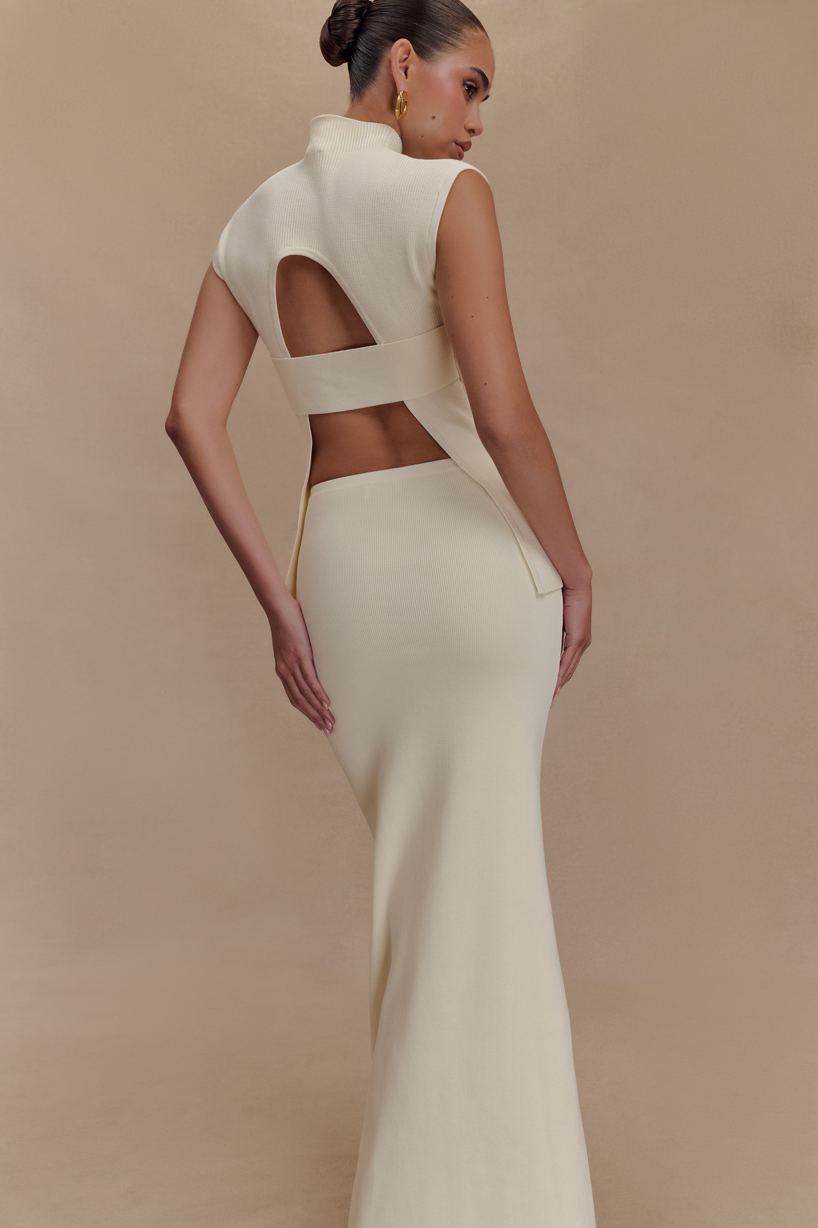 Maxine Knit Maxi Skirt - Ivory、mySite、solidvoid