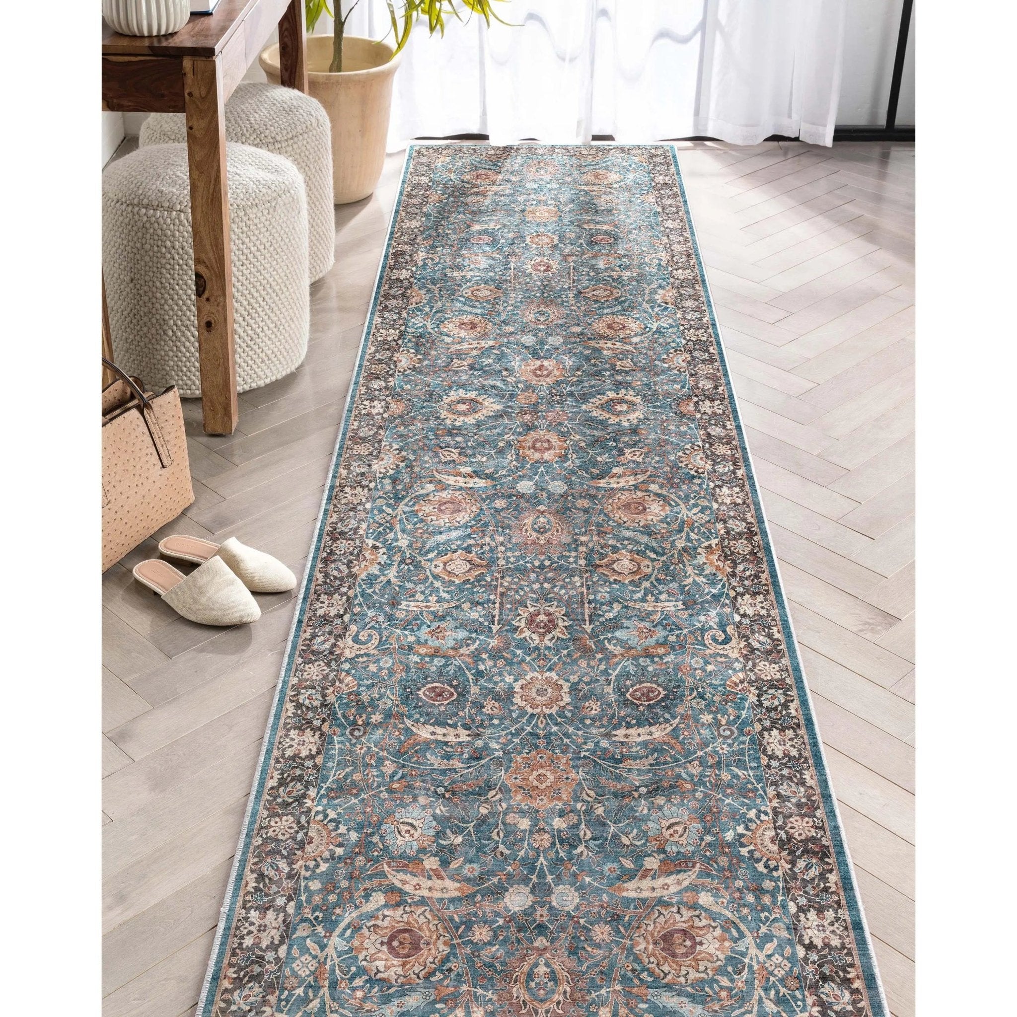 Liana Vintage Oriental Teal Flat-Weave Rug、mySite、gigharbornorthrealestate