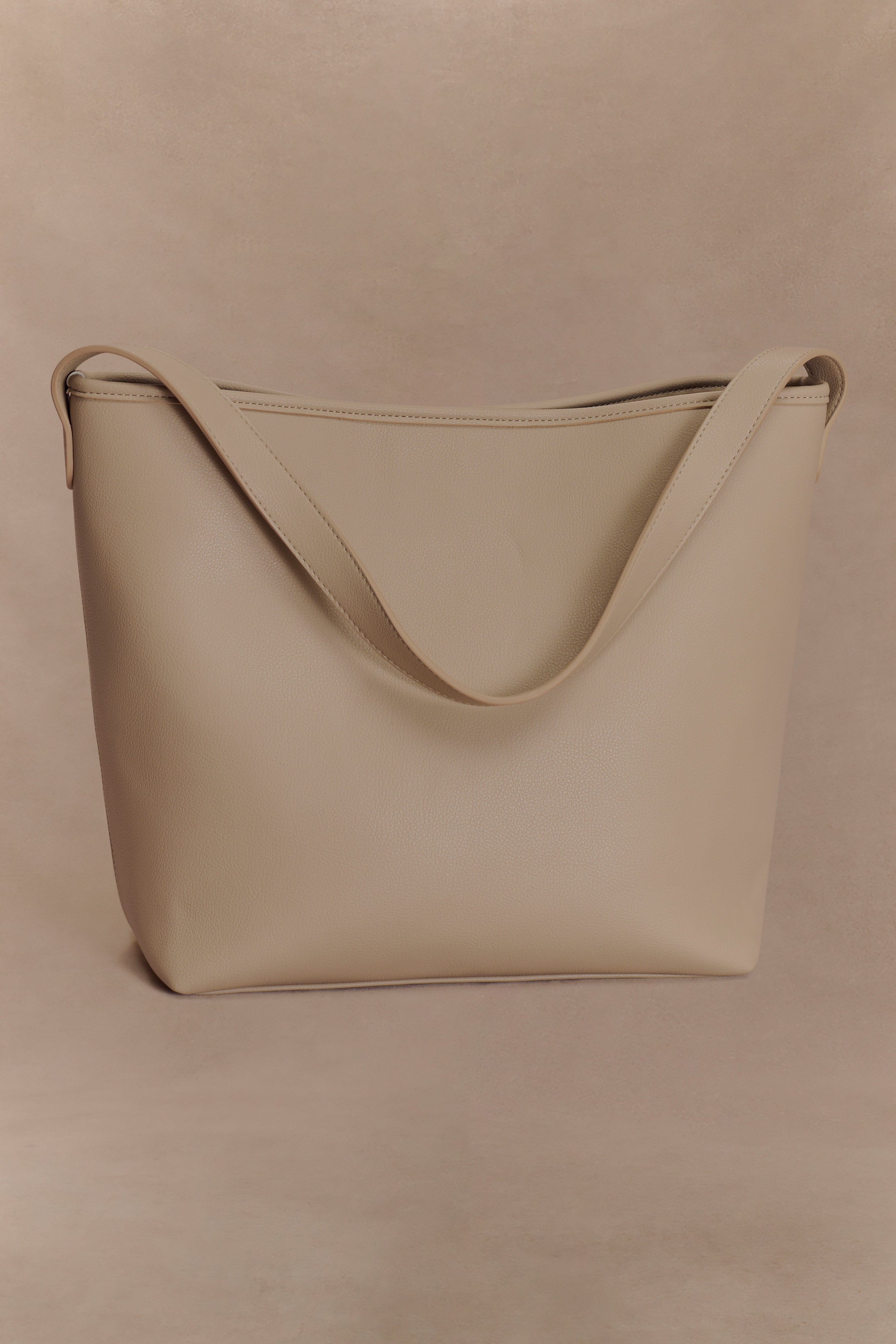 Winnie Relaxed Faux Leather Tote Bag - Neutral、mySite、solidvoid