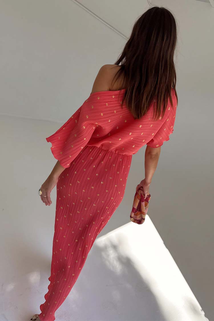 Coral Plisse Tilly Dress、mySite、solidvoid