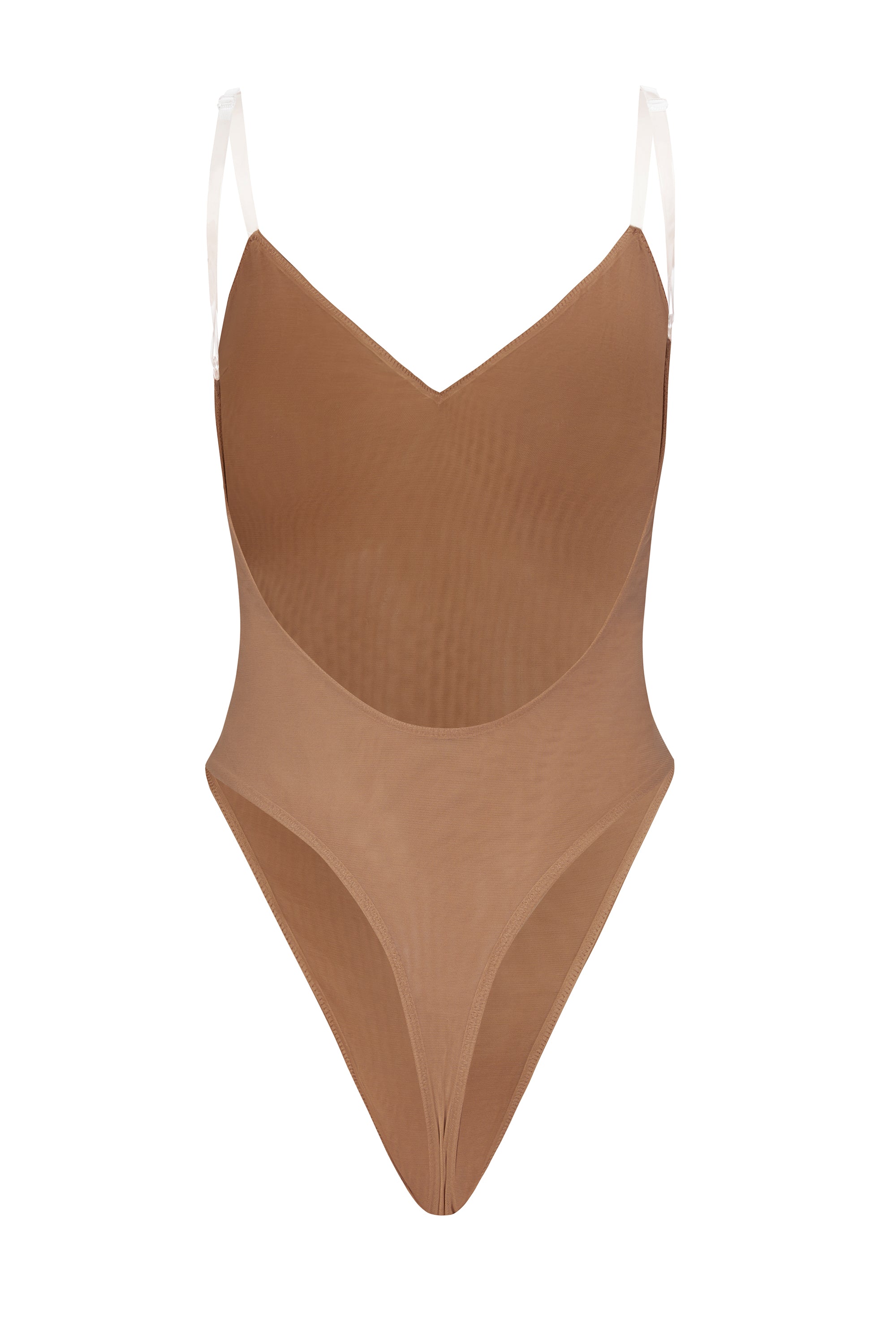 Soft Mesh V-Neck Bodysuit in Honey、mySite、solidvoid