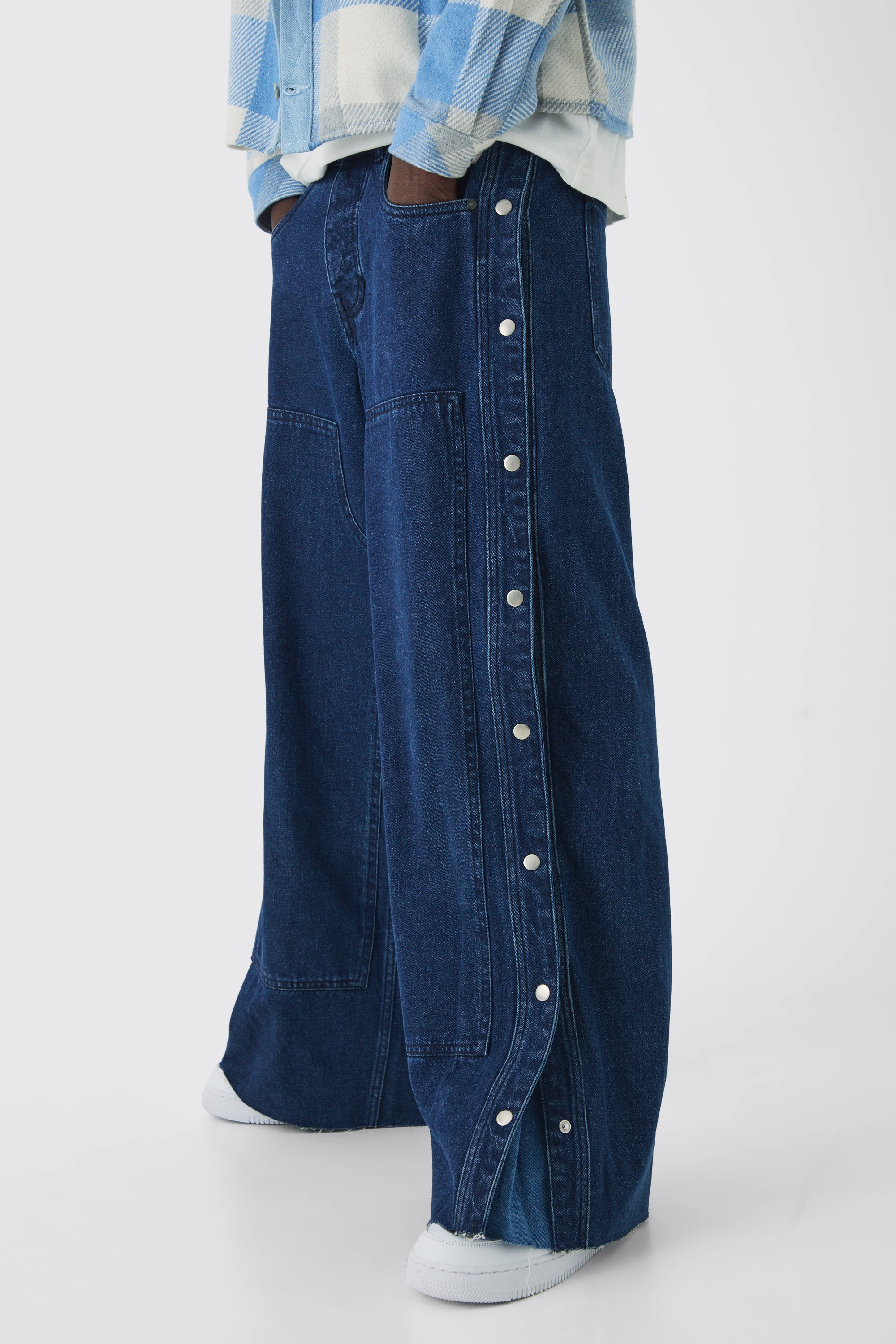  Boohooman Extreme Baggy Rigid Double Layered Jeans Mid Blue、mySite、justintrudeaud