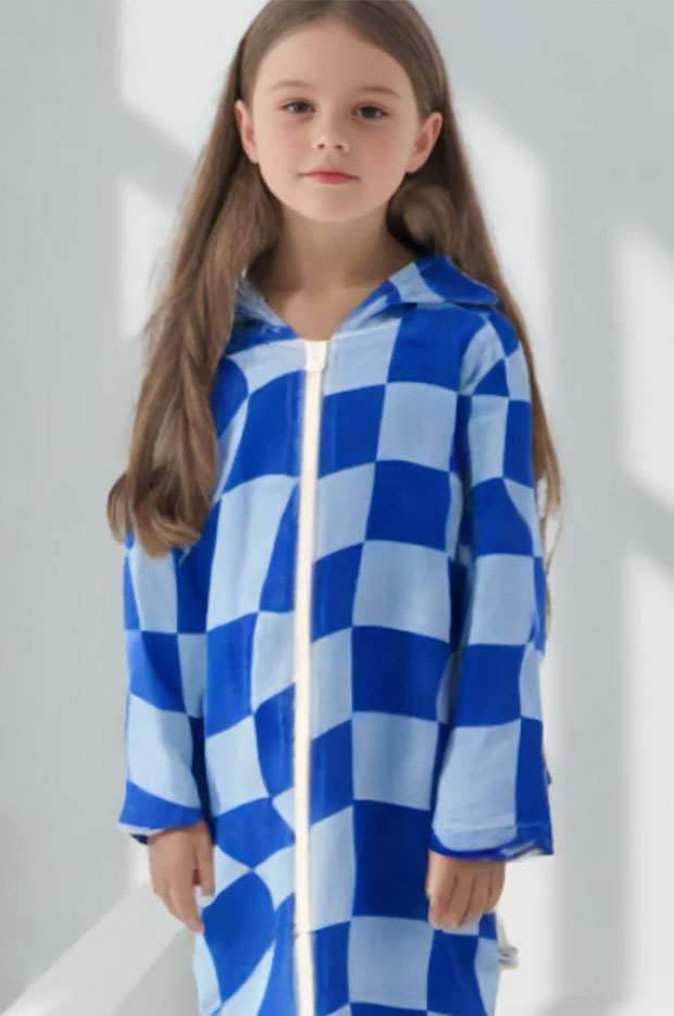  Kids Tidal Checker Hooded Towelling Robe 5-7Y、mySite、justintrudeaud