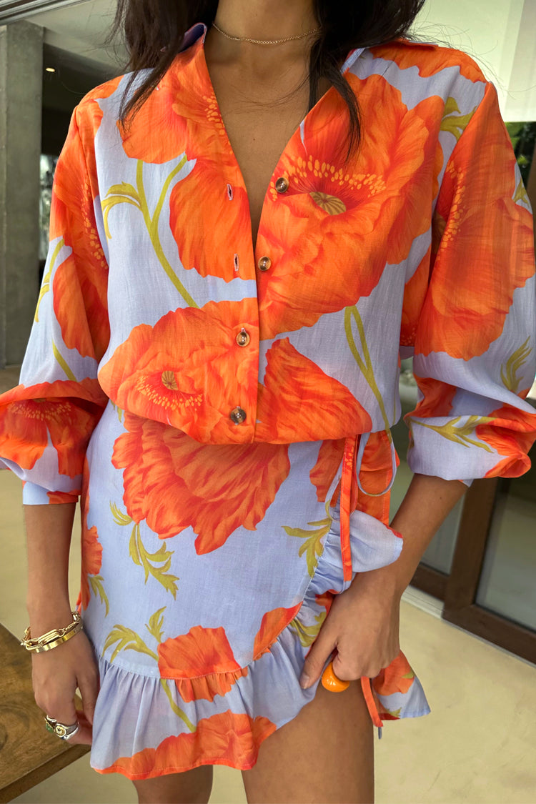 Blue Poppy Mini Jaspre Skirt with Frill、mySite、solidvoid