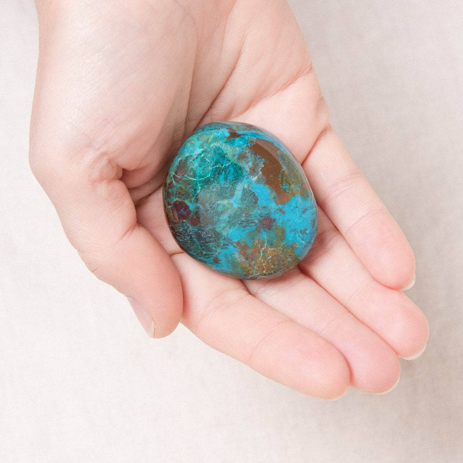 Rare Peruvian Chrysocolla Palm Stone、mySite、hinf8tx79