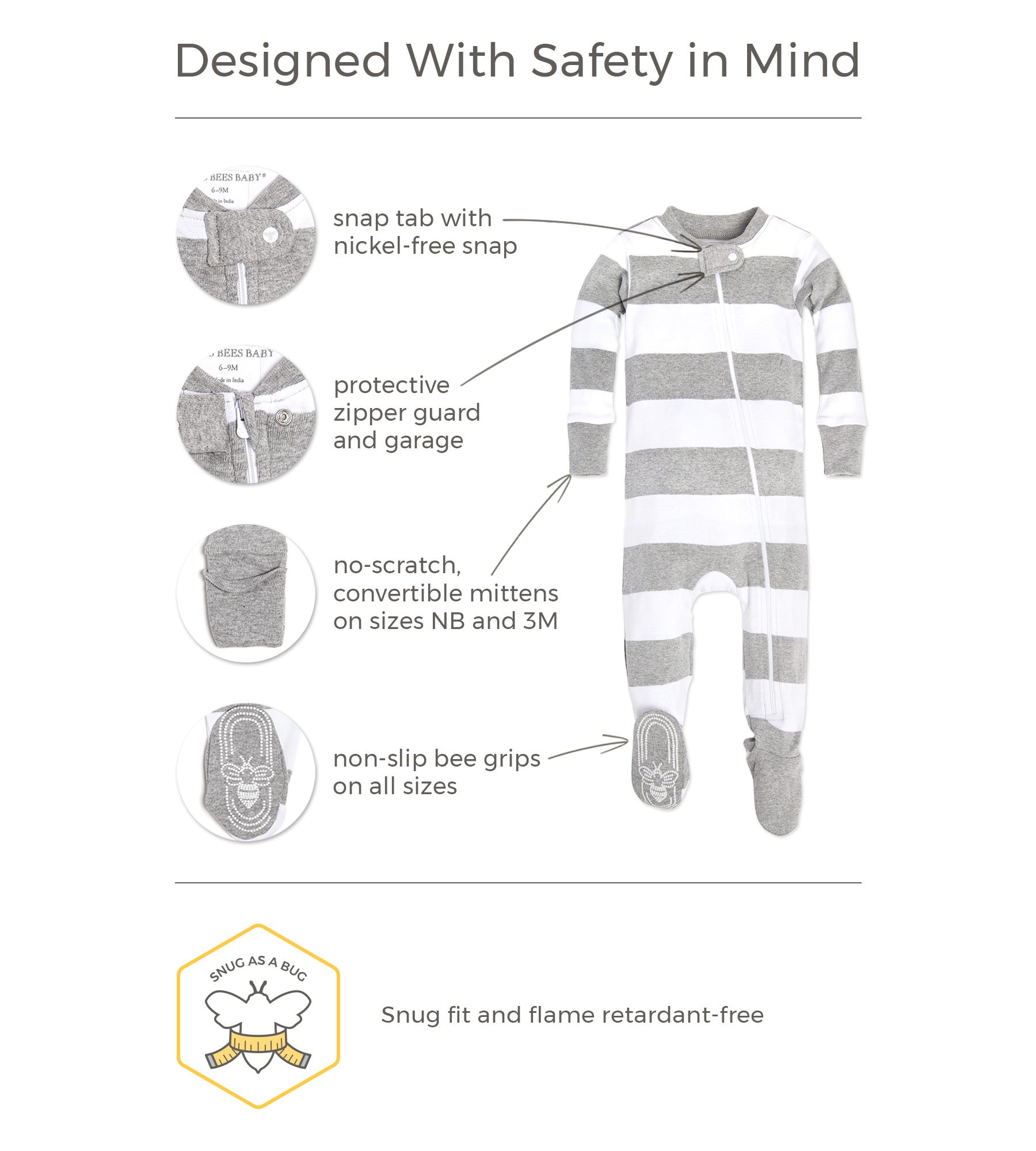 Rugby Stripe Organic Cotton Zip Front Sleeper、mySite、g9winljtr