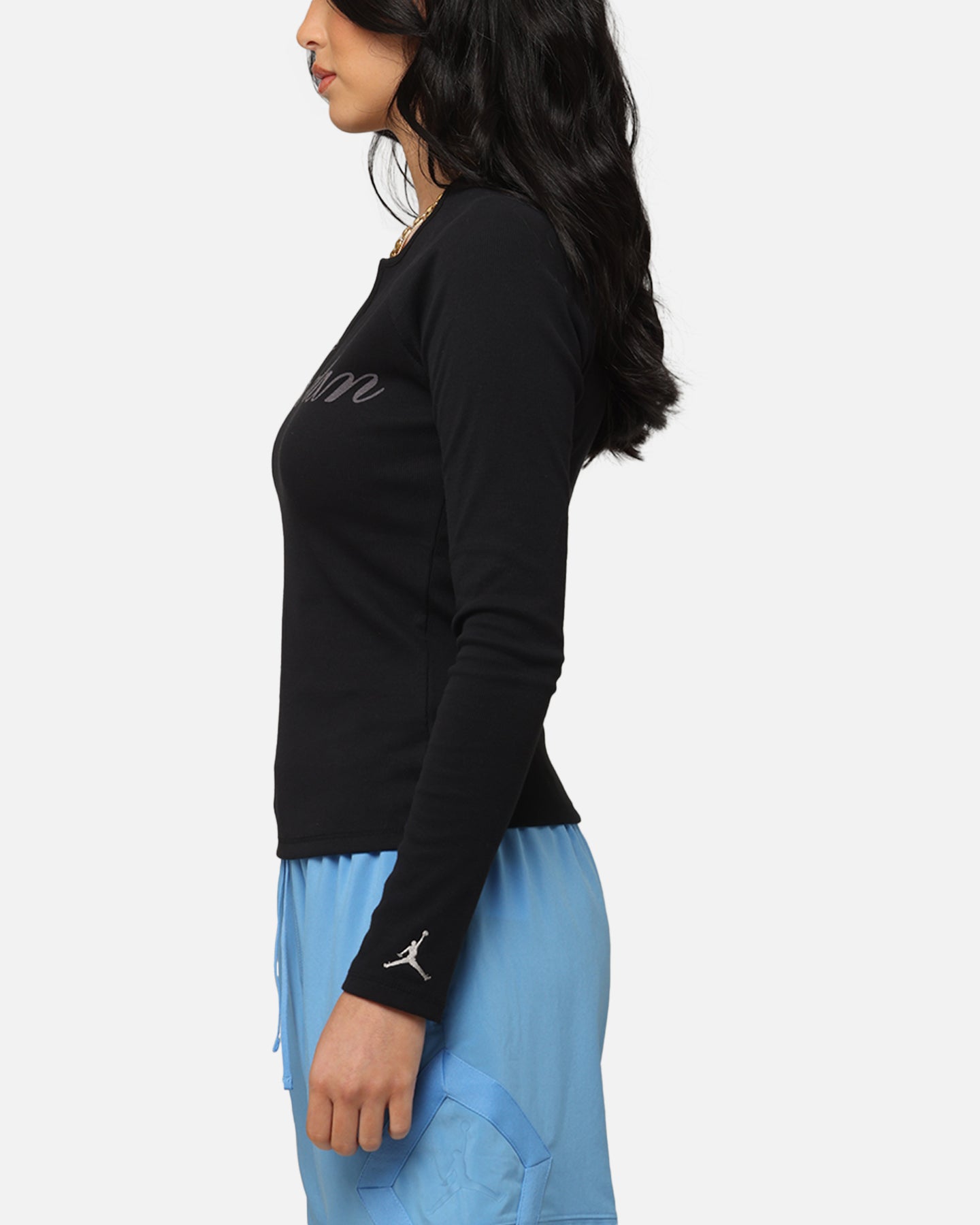 Jordan Women's Long-Sleeve Ribbed Knit Top Black/Medium Grey、mySite、zt4zffjzw