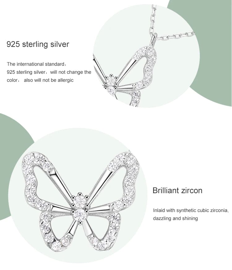 Elegant Butterfly Necklaces and Ring in Fine 925 Sterling Silver with CZ、mySite、g9winljtr