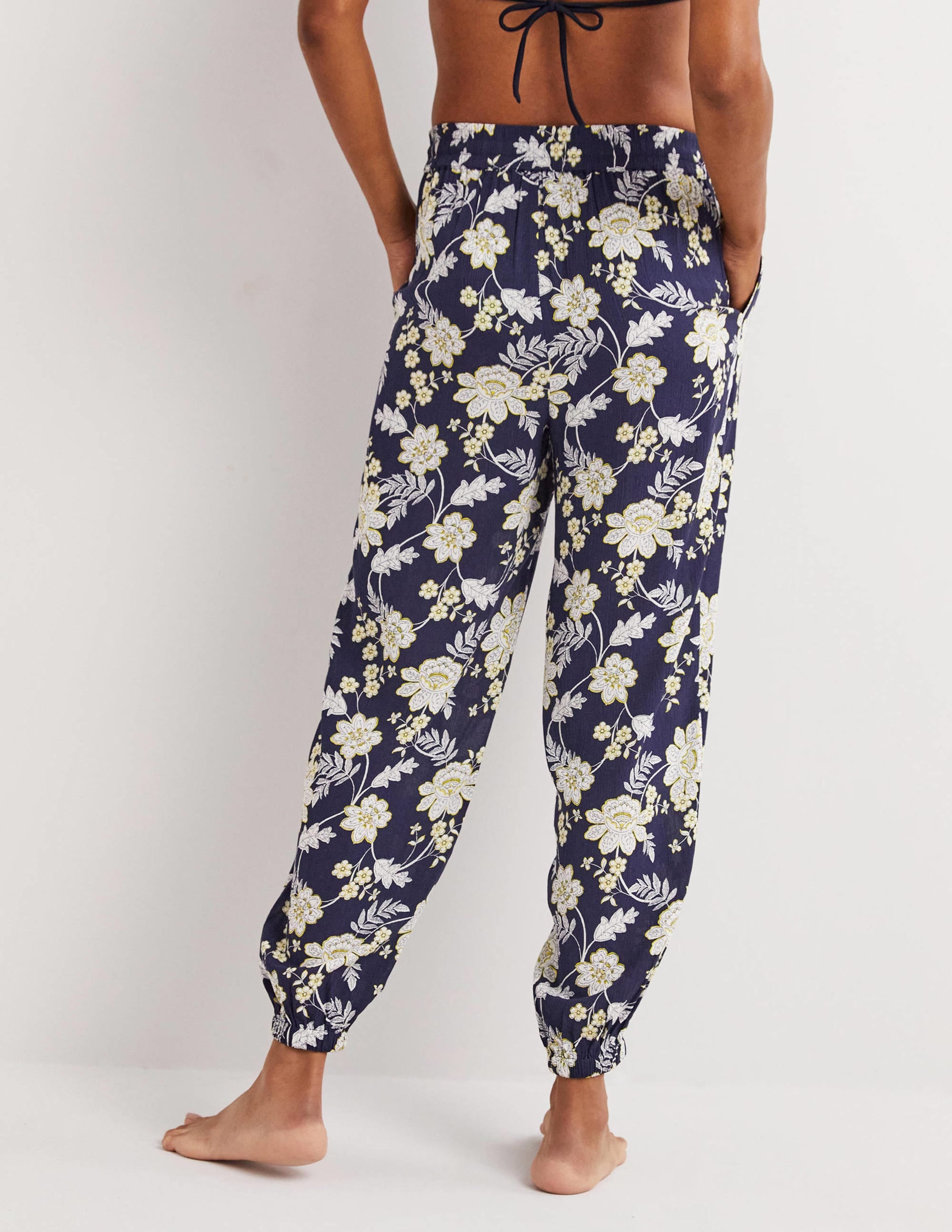  Crinkle Tapered Trousers-French Navy, Chintz Bloom、mySite、ashleygrahame