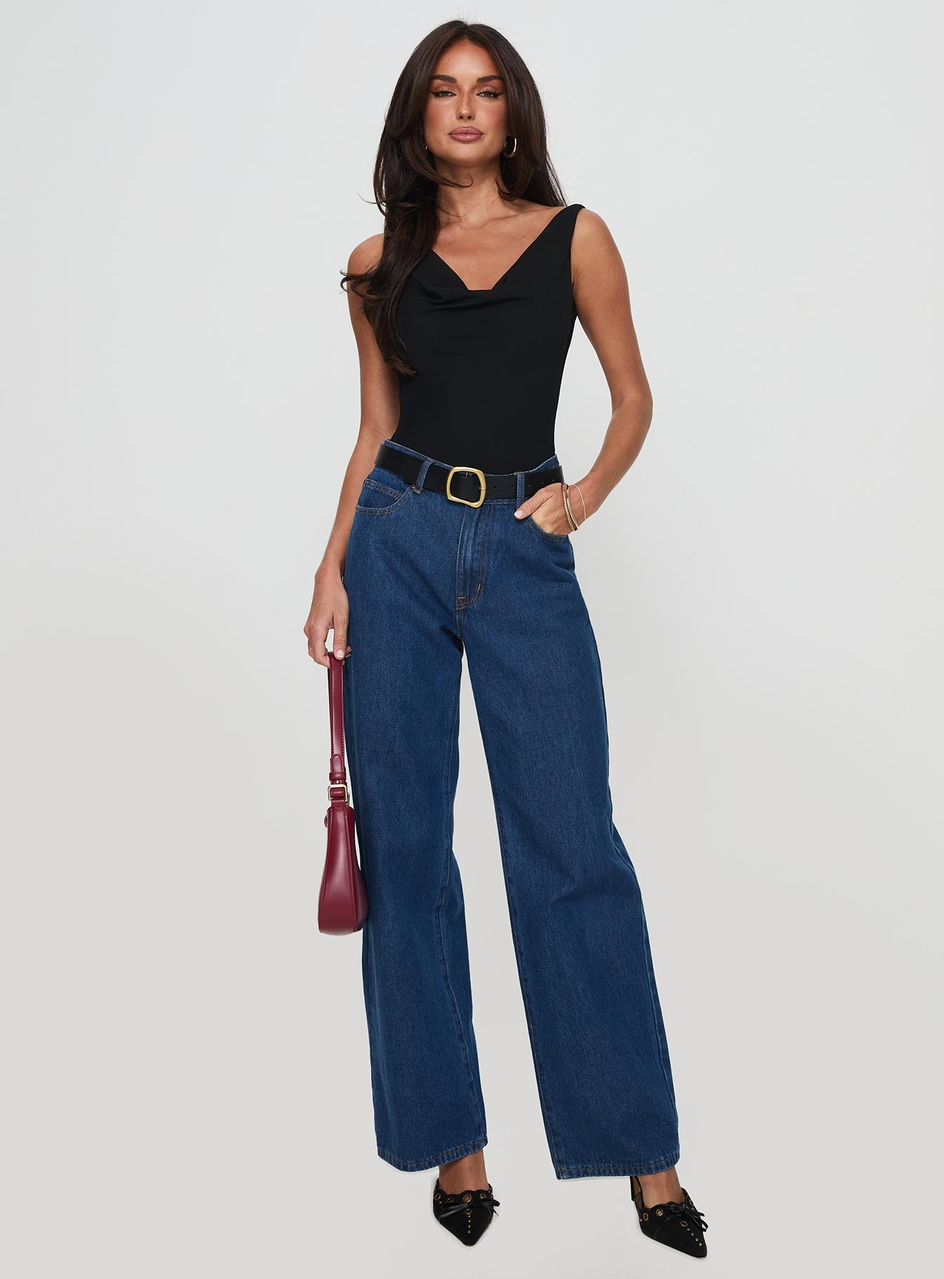 Axton Cowl Neck Bodysuit Black、mySite、solidvoid