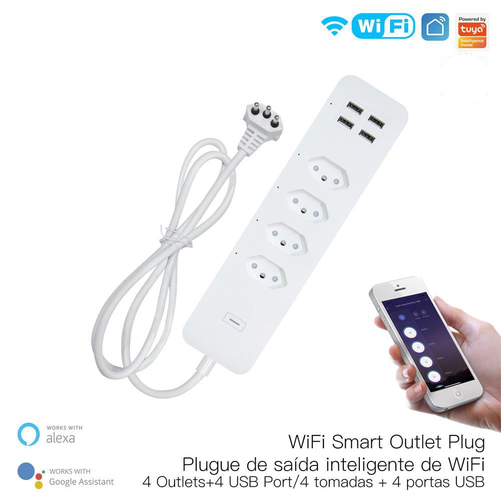 WiFi Smart Power Strip Surge Protector 4 Plug Outlets Electric Socket with USB/Type C Brazil Version、mySite、fannypackpong