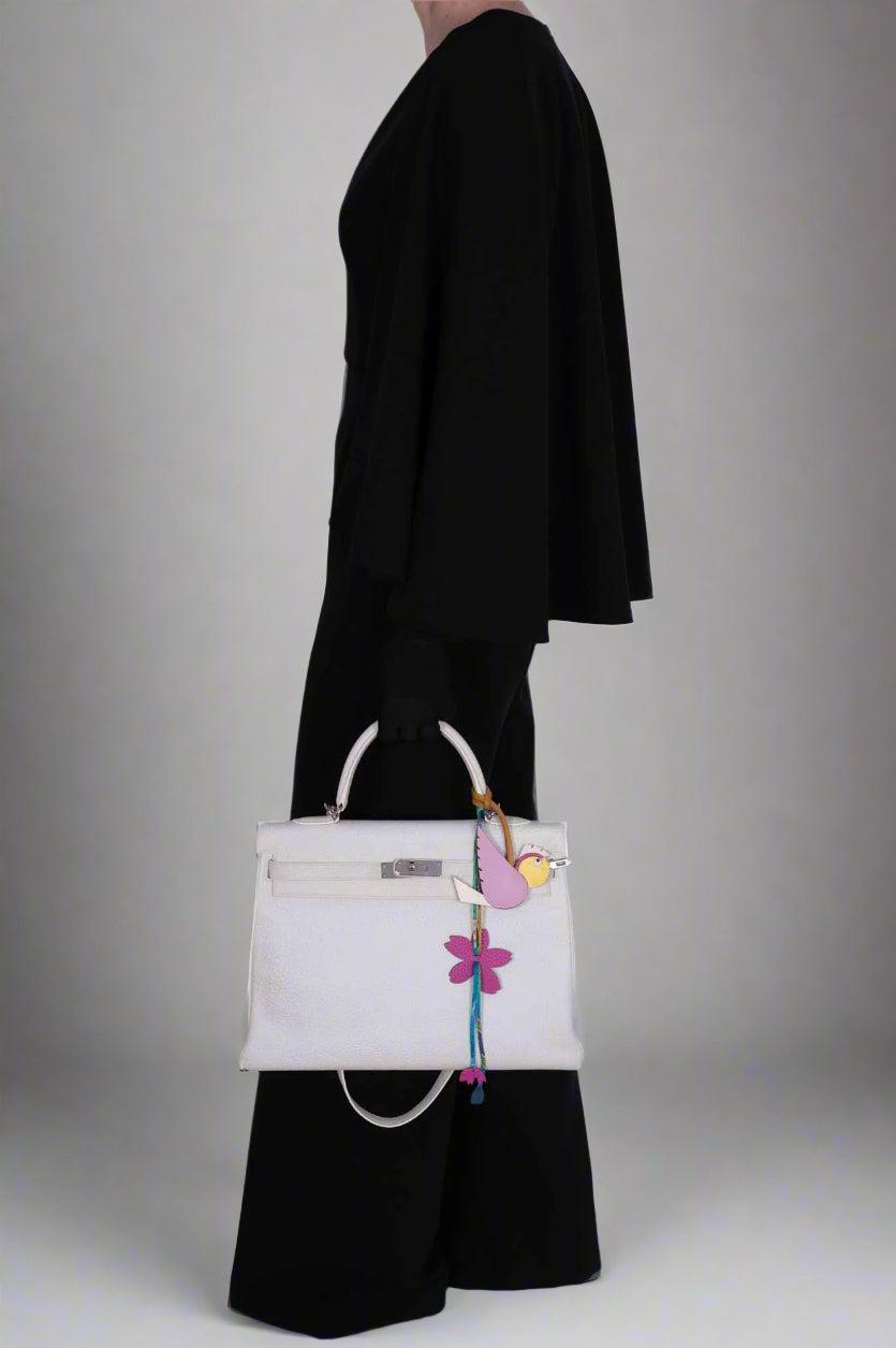 Hermès Kelly 35 Retourne White Dalmatian Buffalo Skipper Palladium Hardware、mySite、garminoutage.com