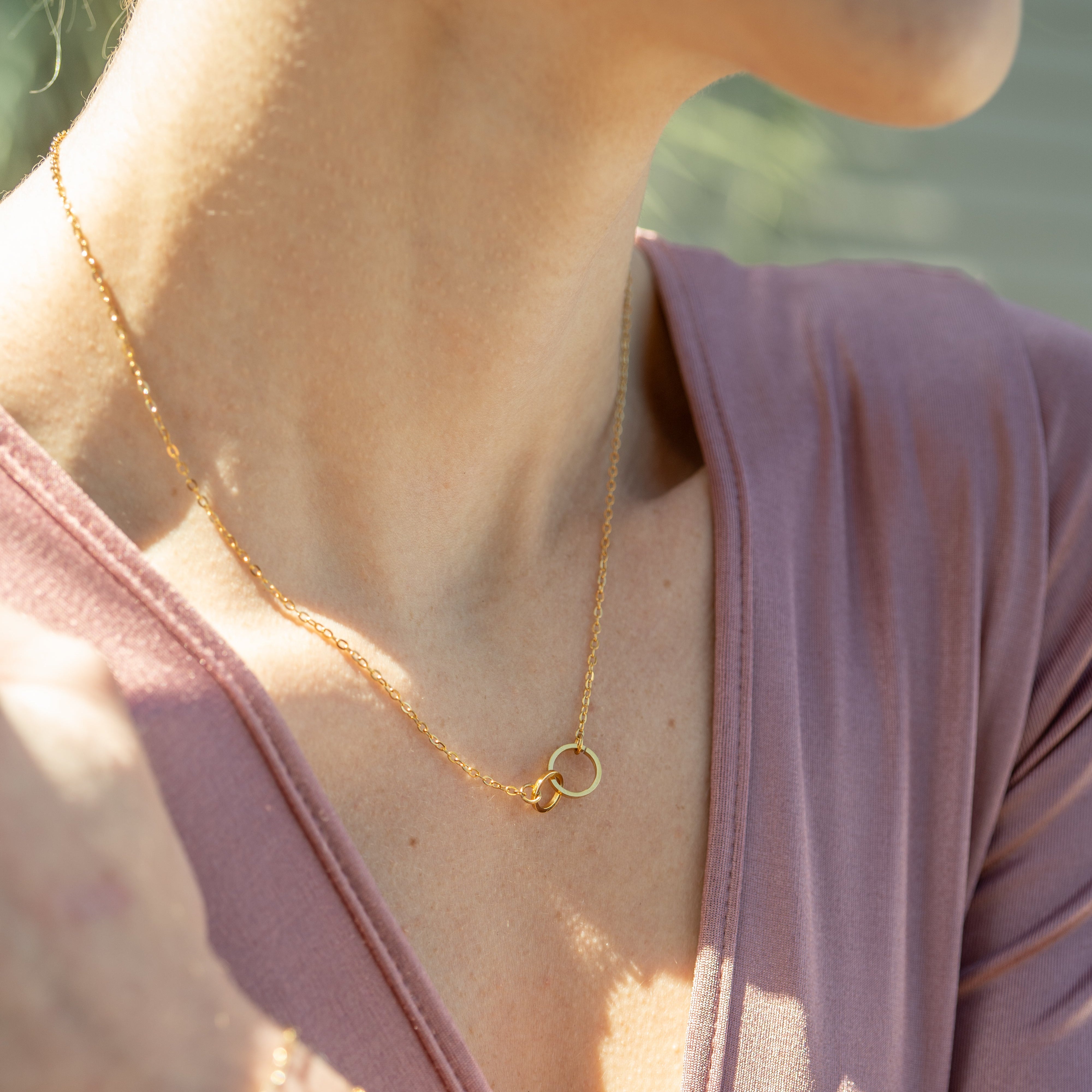 18K Gold PVD Stainless Steel Intertwined Rings Necklace / CHN0078、mySite、dreamappss