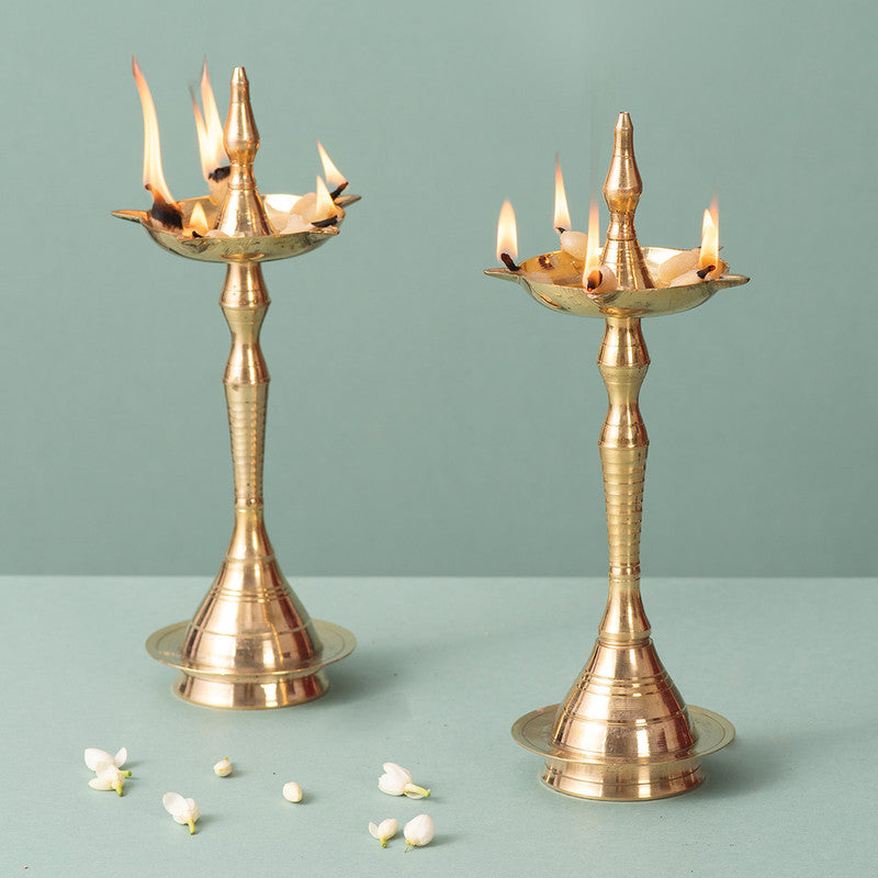 Brass Diya Stand | Golden Finish | Set of 2、mySite、camillekostekn