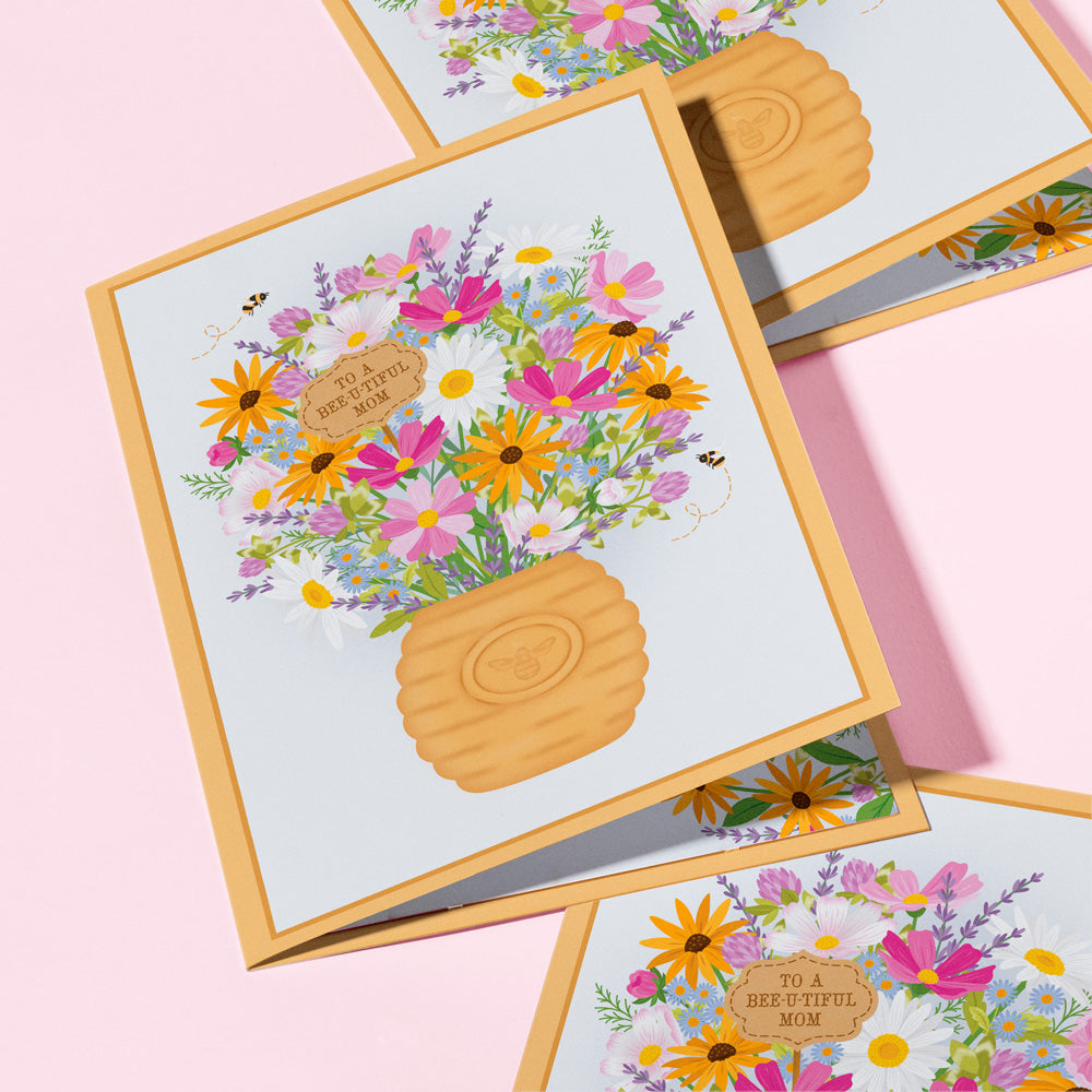 'Bee-u-tiful Mom' Queen Bee Plushpop Card & Bouquet Bundle、mySite、solidvoid