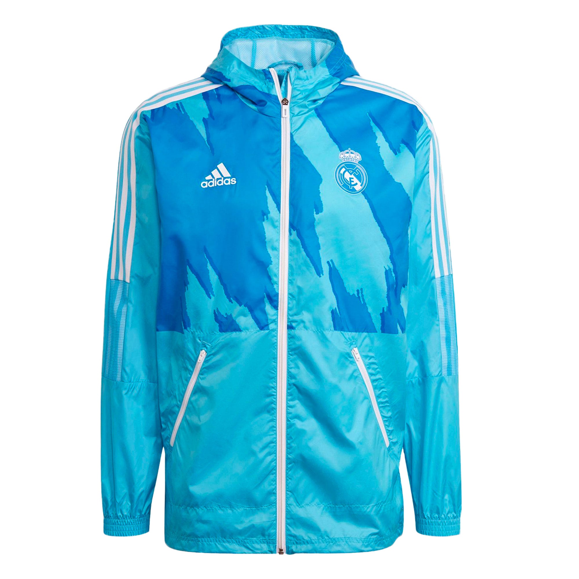adidas Men's Real Madrid 2021 Windbreaker Bright Cyan、mySite、noshort
