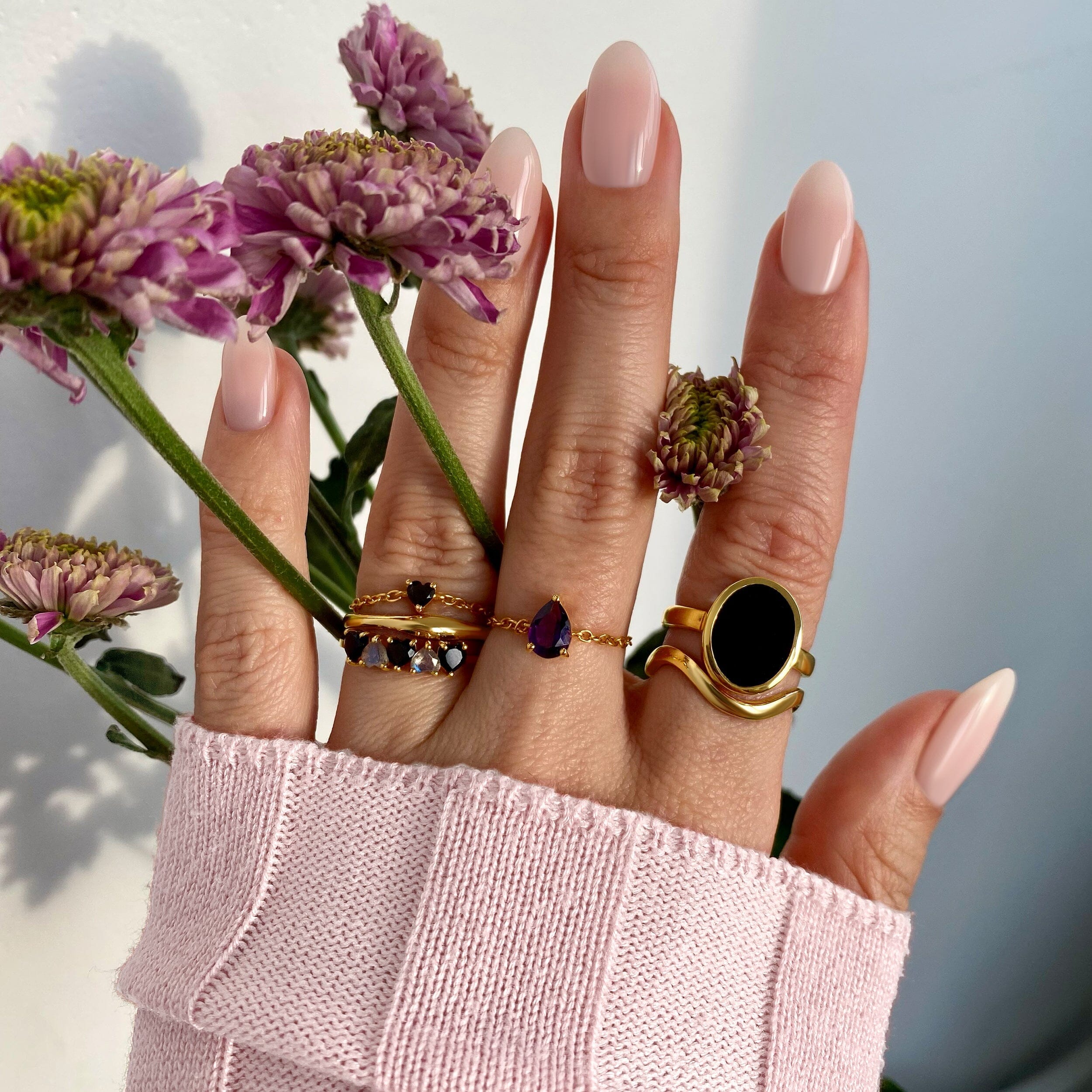 Black Obsidian Adjustable Chain Ring - Love、mySite、hinf8tx79